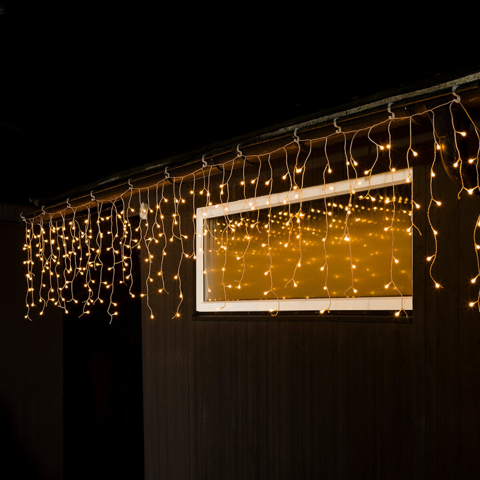 LED lichtgordijn ijsregen amber transp. 10m