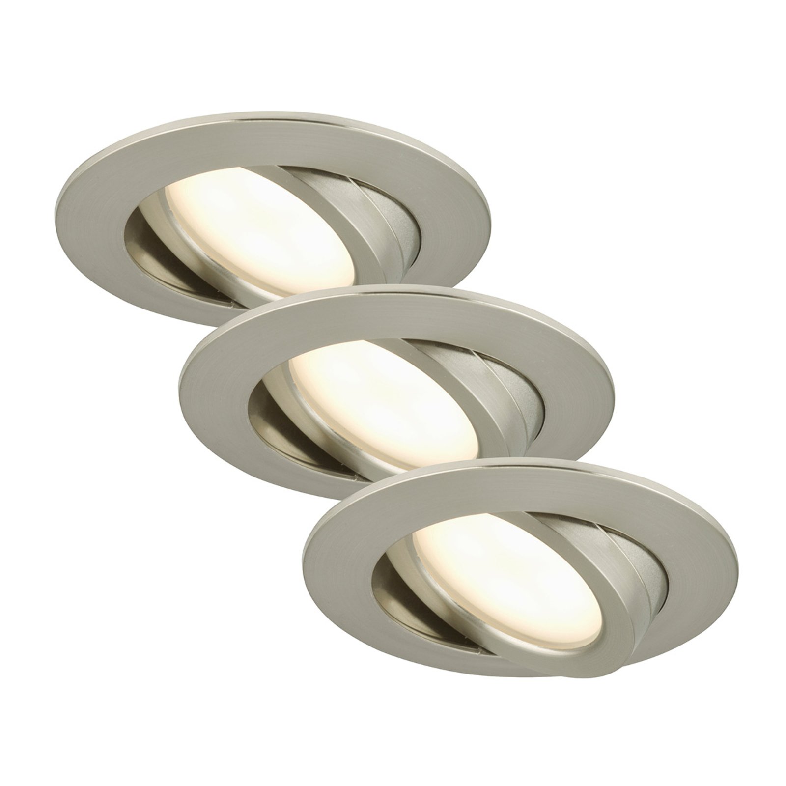 Vridbar LED-inbyggnadsspot 3-pack matt nickel