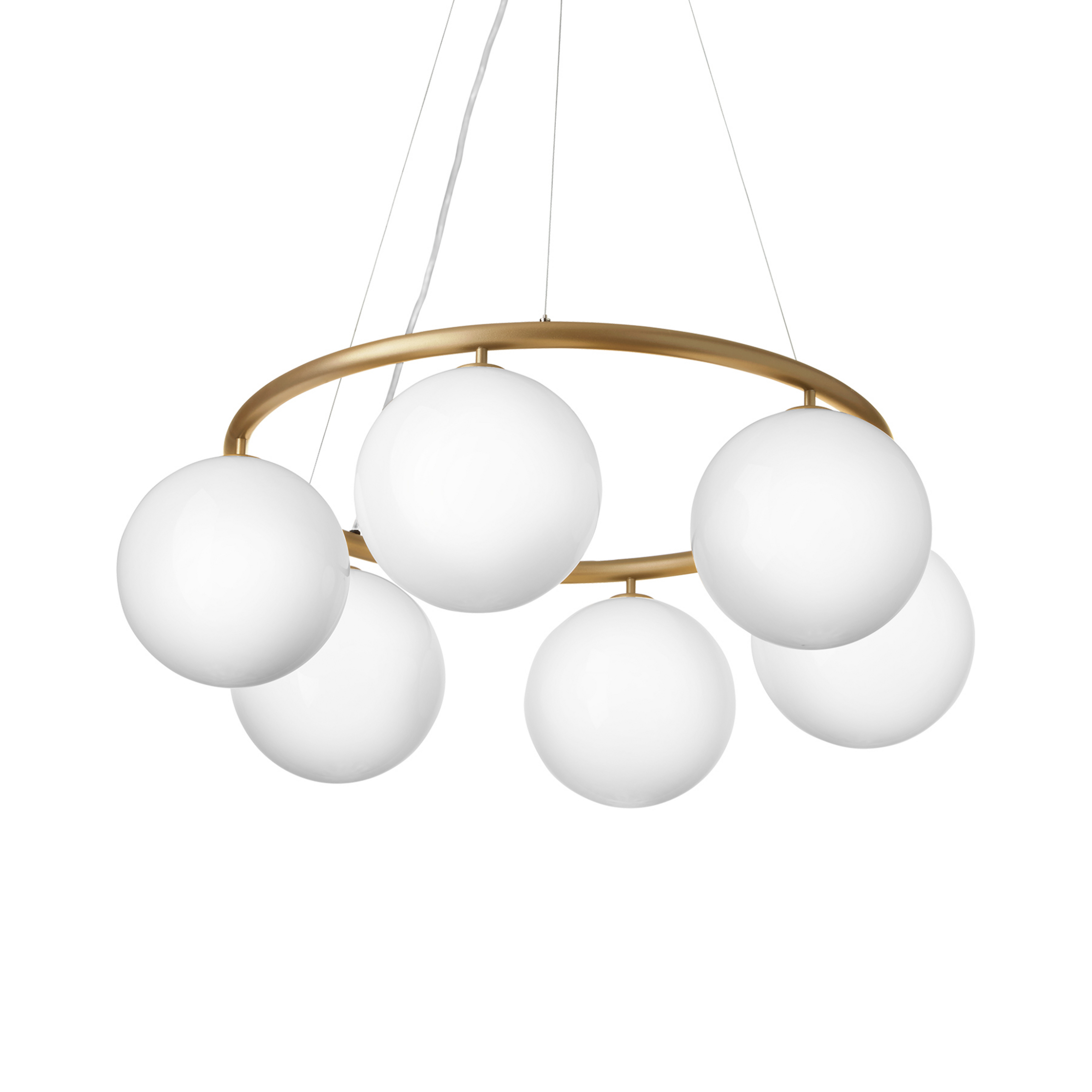 Miira 6 Circular kroonluchter, messing/opaal, Ø 80 cm - Nuura