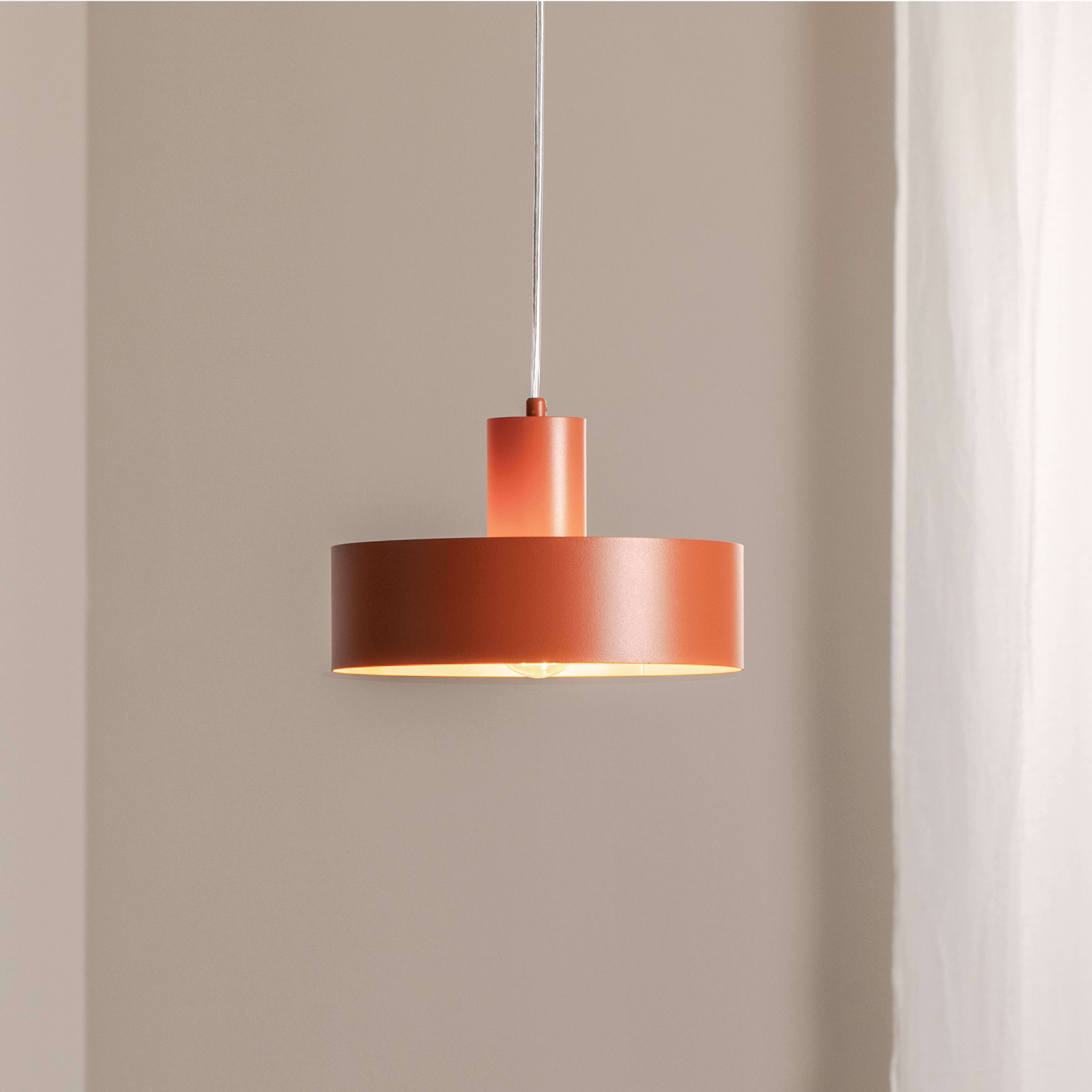 Lámpara colgante Rif M, rojo teja, 1 luz, Ø 25 cm, acero 