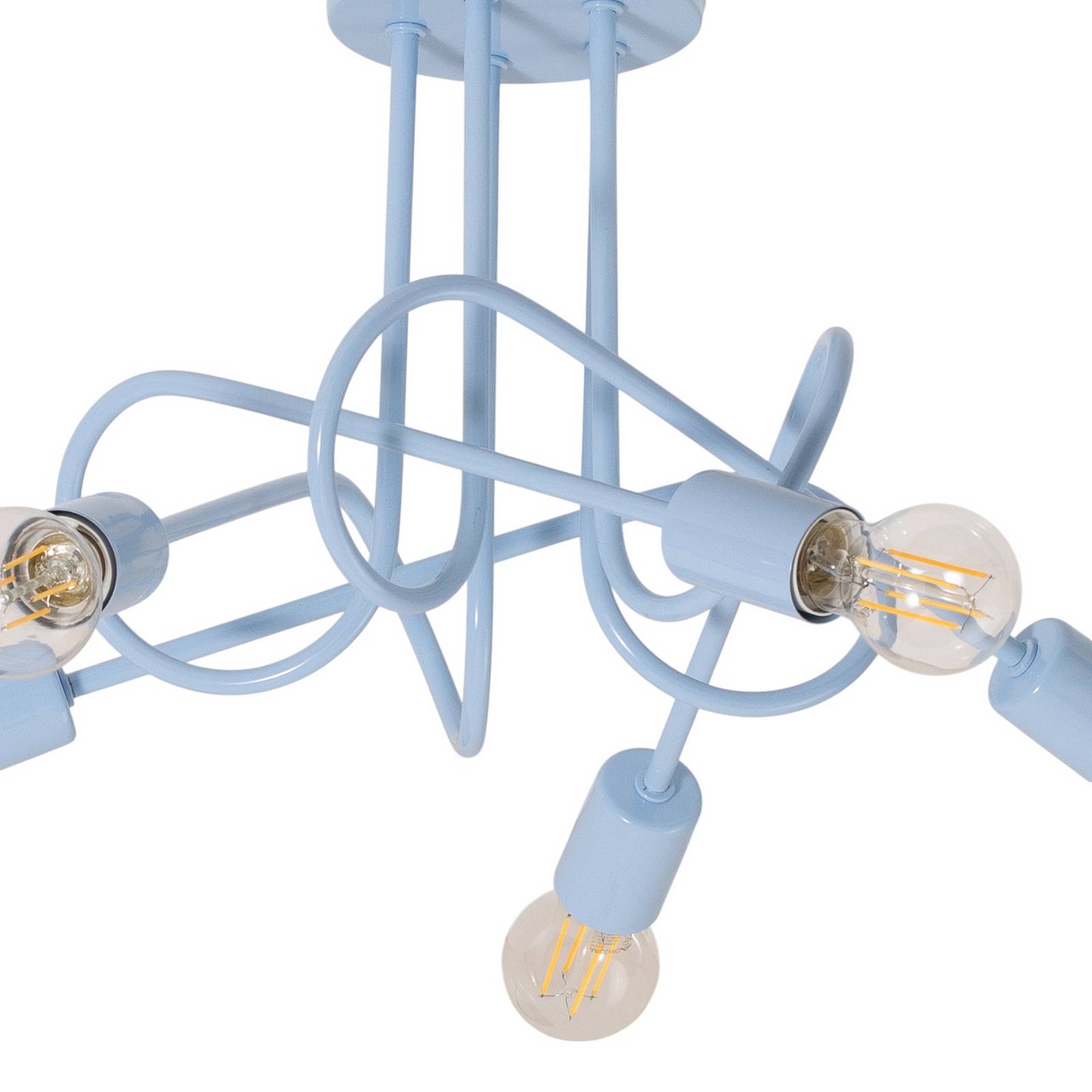 Lampa sufitowa Oxford, jasnoniebieska, Ø 47 cm, metalowa, 5-punktowa