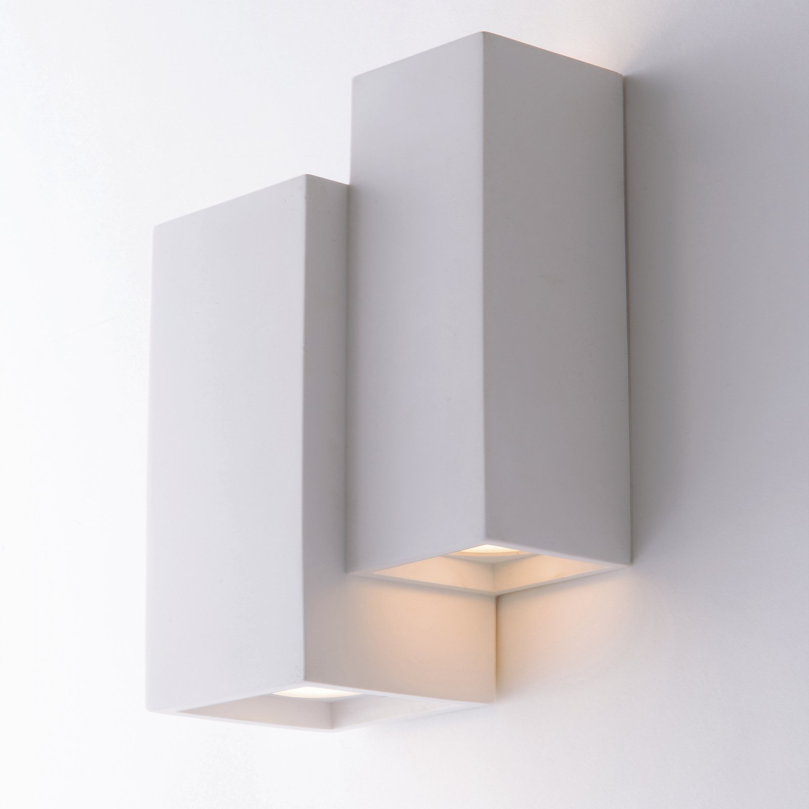 Vegglampe Foster laget av gips to firkanter, hvit