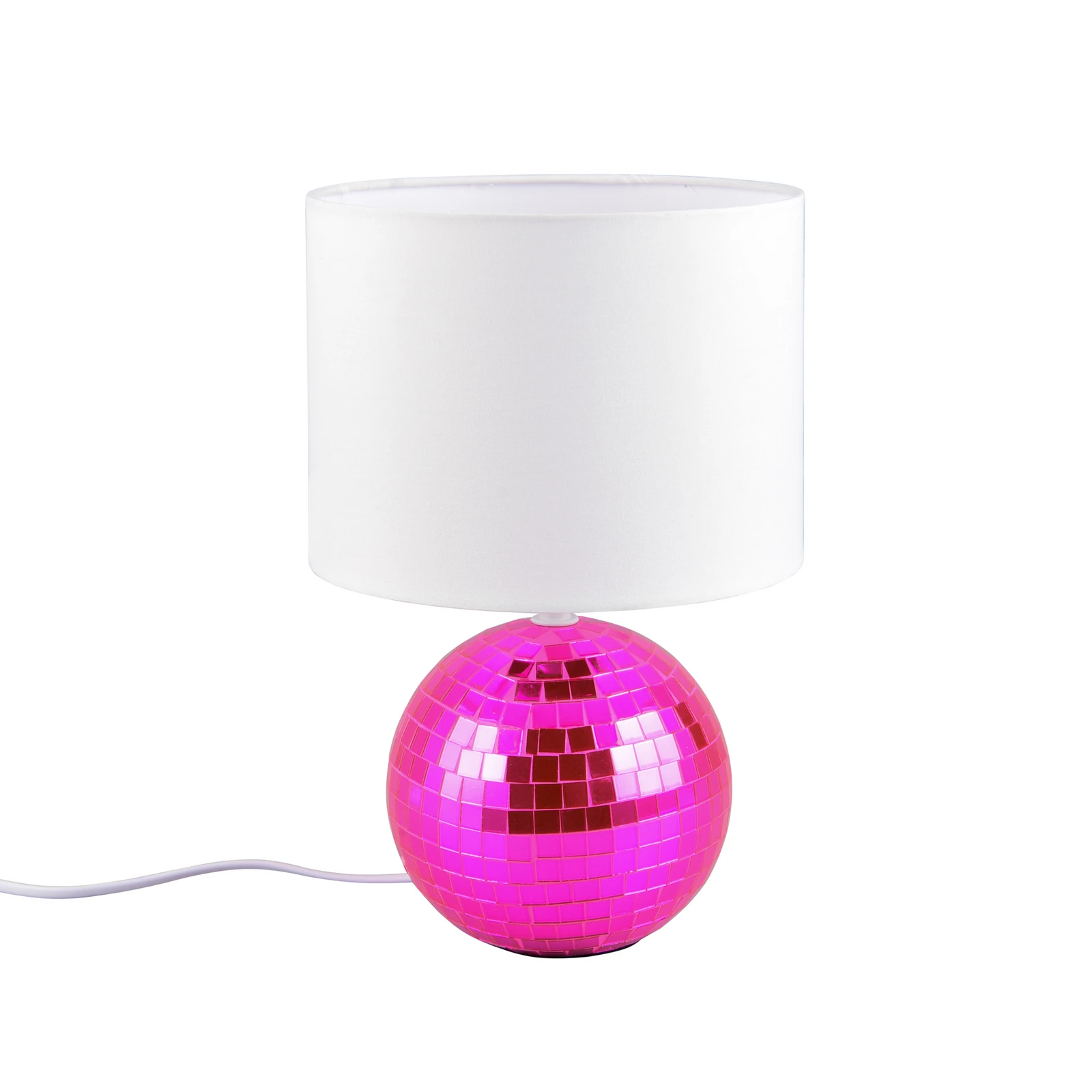 Lampe à poser Glitza rose/blanc, tissu, plastique, E14