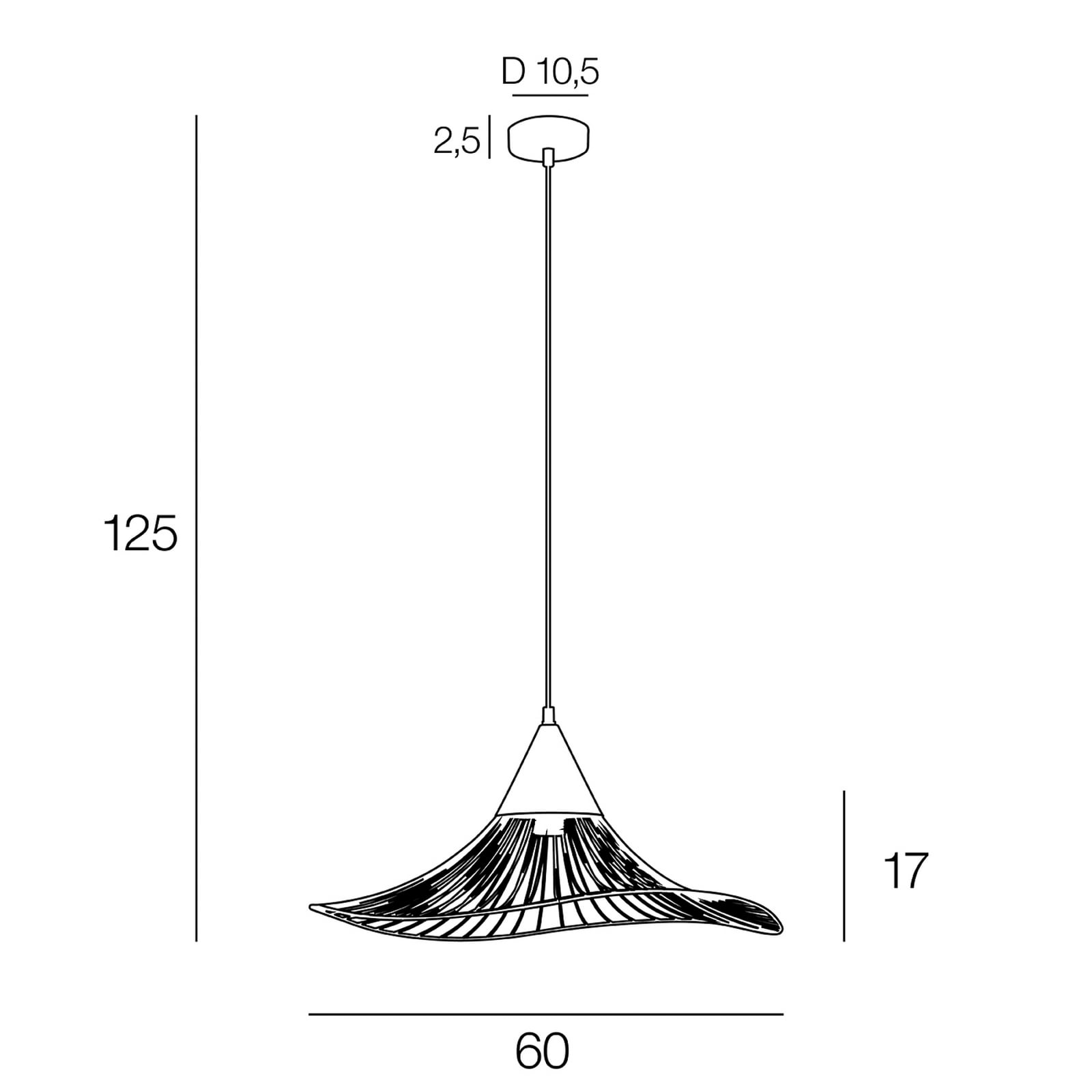 Lampada a sospensione Lizzie nera/ottone Ø 60 cm - COREP SAS