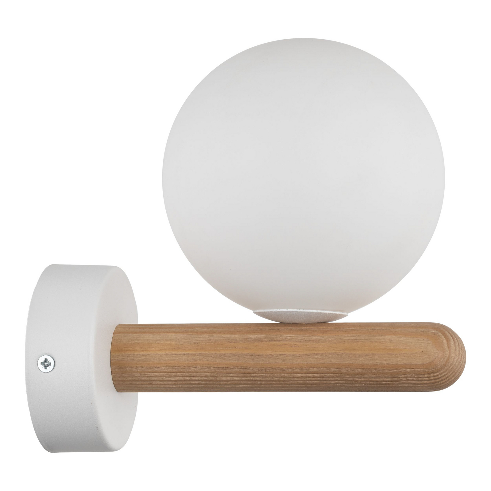 Wandleuchte Estera, weiß/holzfarben, Glas, Ø 12 cm, G9