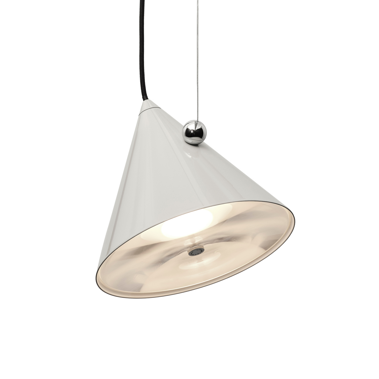 Candeeiro suspenso LED Pose da Tom Dixon, cinzento-bege, Ø 25 cm, aço regulável
