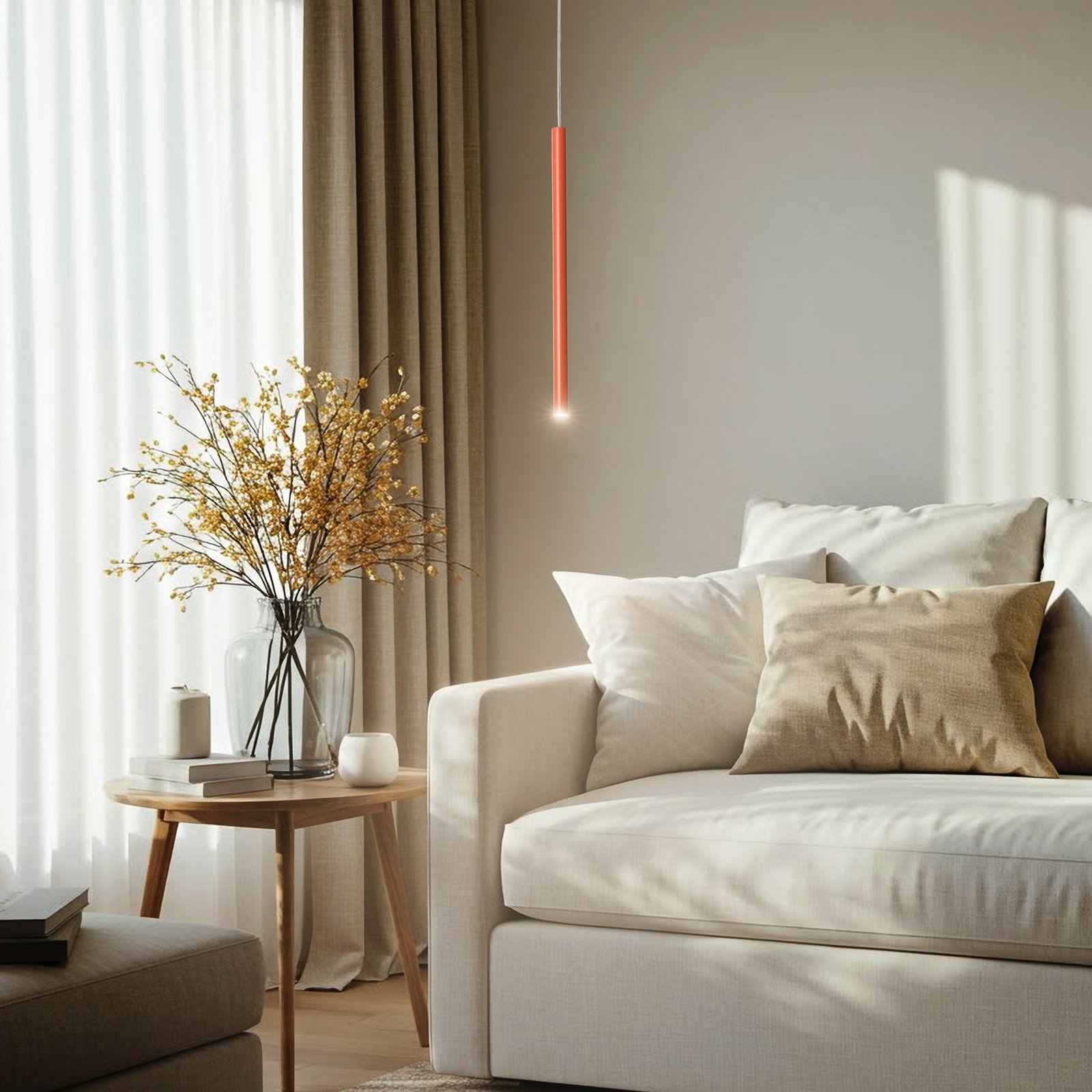 Sopel 1 pendant light, brick red, 1-bulb, steel, Ø 5 cm