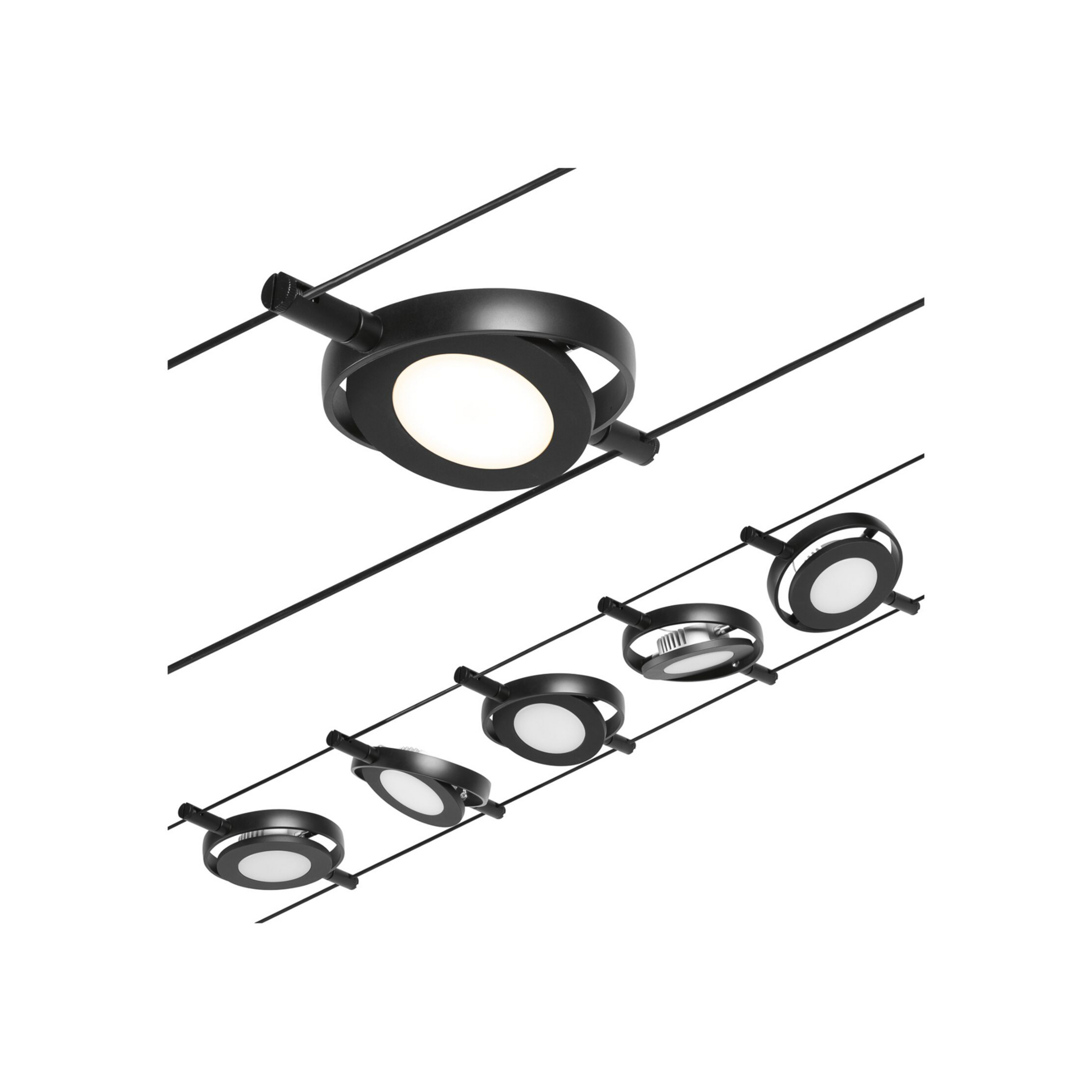 Paulmann Wire RoundMac Système de lampes LED sur câble à 5 lampes noir