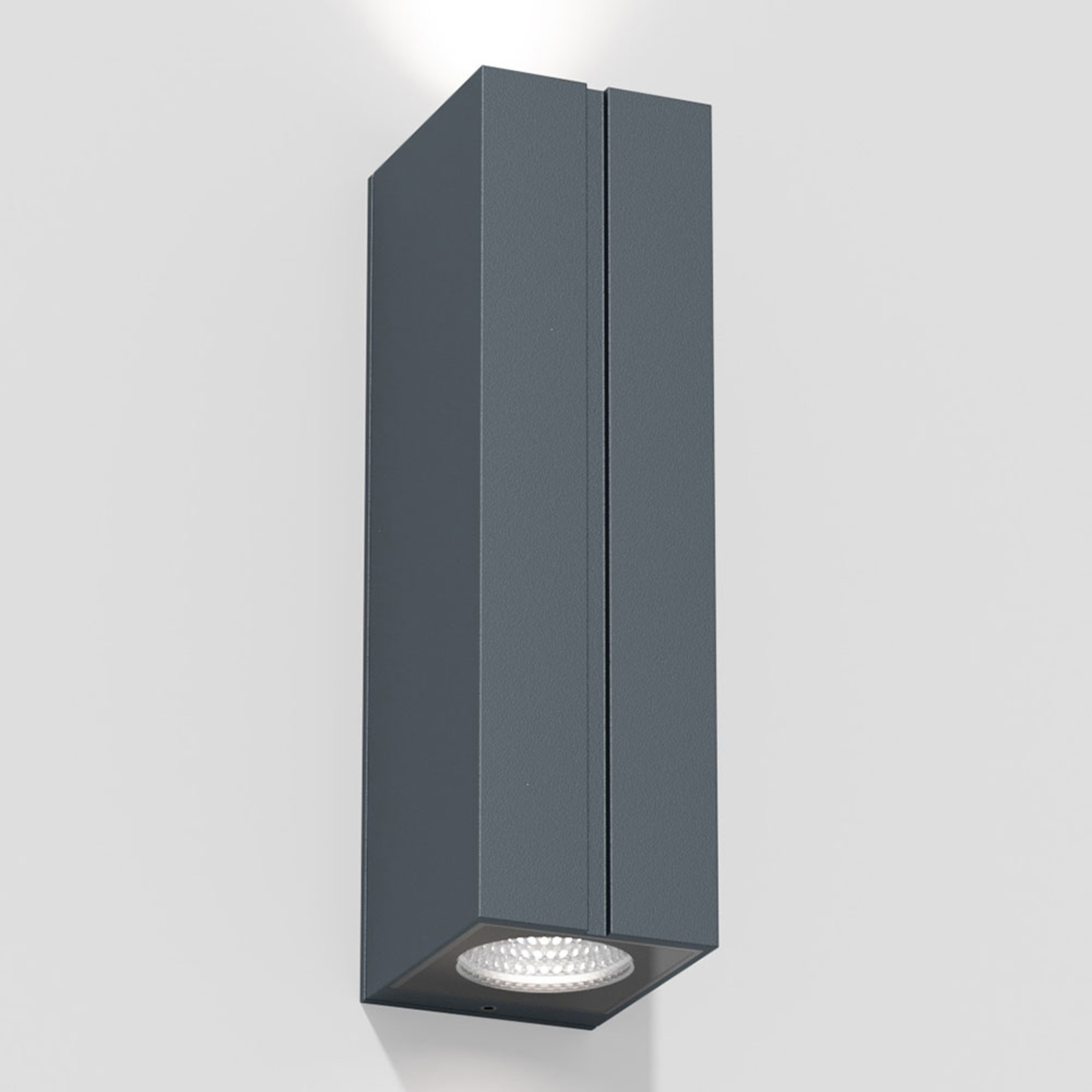 IP44.de cut LED outdoor wall light, anthracite, cast aluminium, security glass, 16 W, energy efficiency: A+, W: 6.5 cm, H: 23 cm