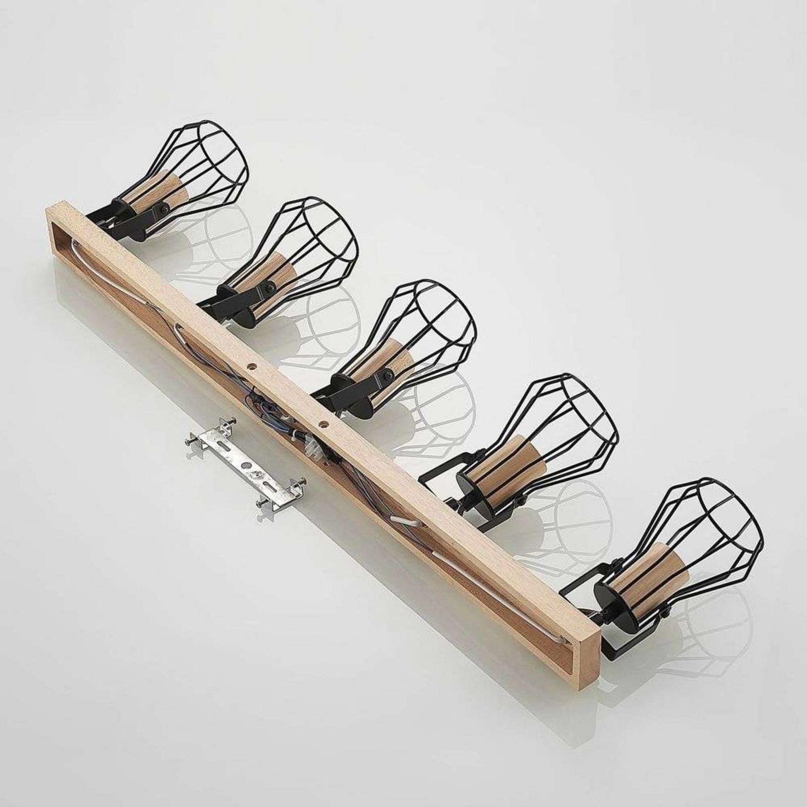 Courtney 5 Plafonieră Black/Wood - Lindby