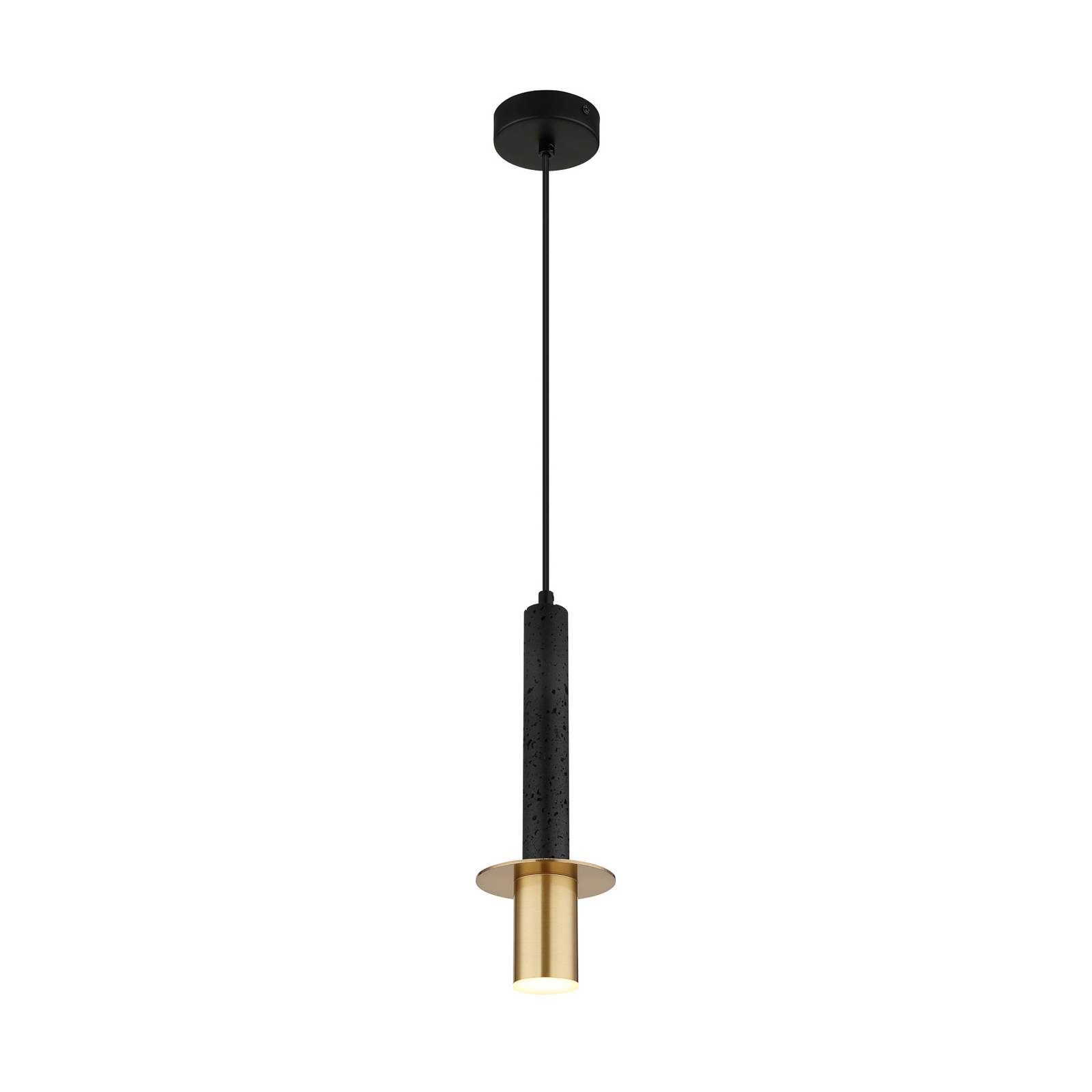 Hängeleuchte Shanna Ø 12 cm, schwarz/messing, Stein/Metall
