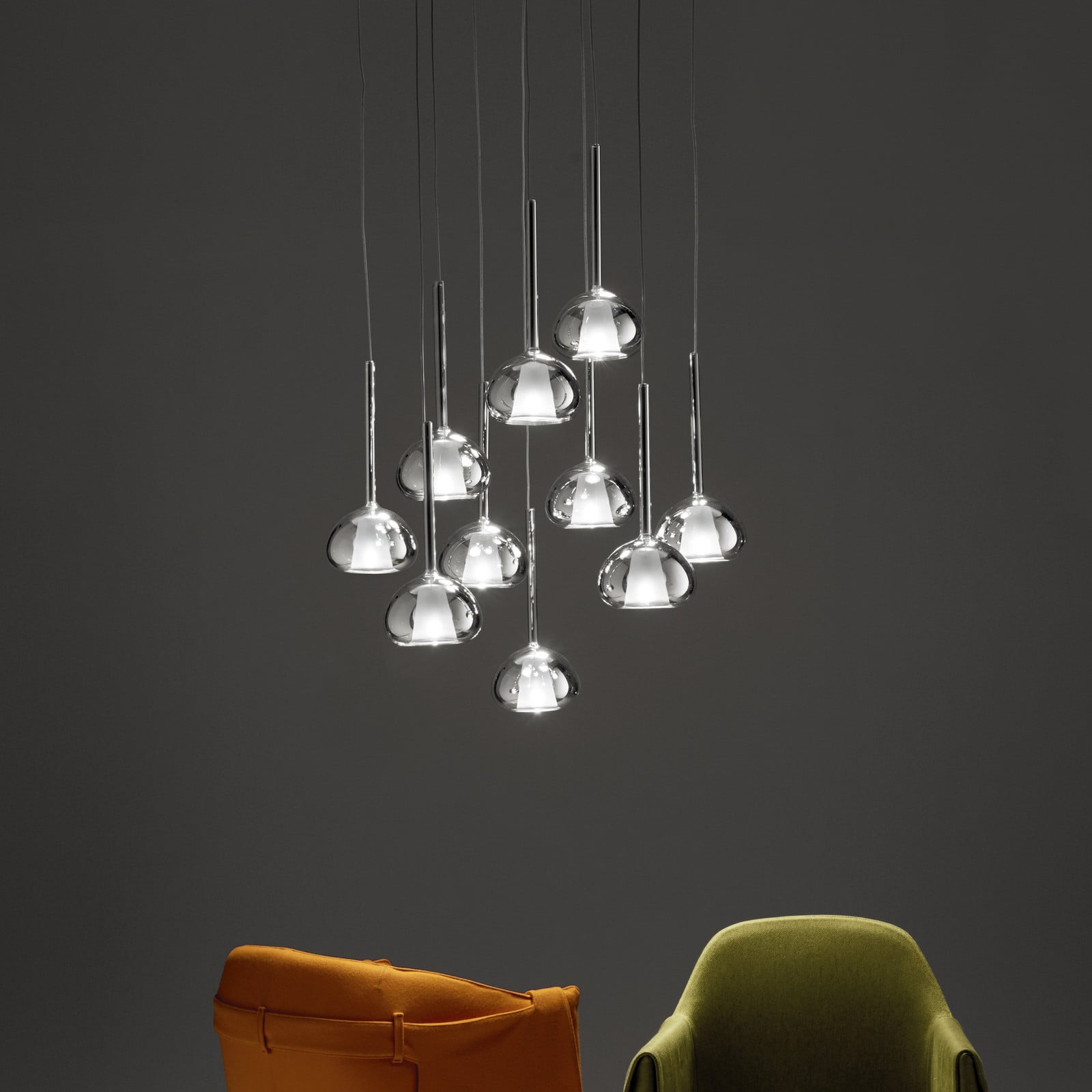 Lampă suspendată Beba G9 10 abajururi sticlă tr.