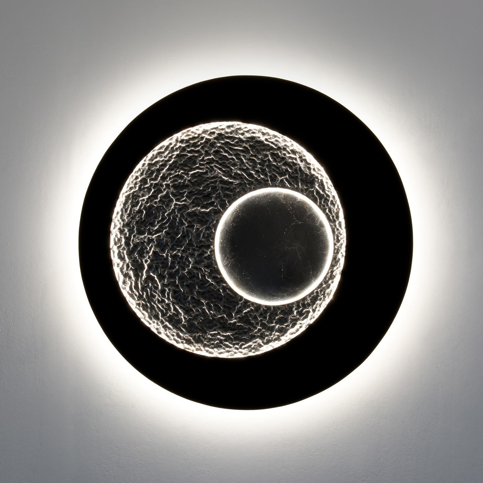 LED wall light Urano, brown-black/silver, Ø 85 cm, iron