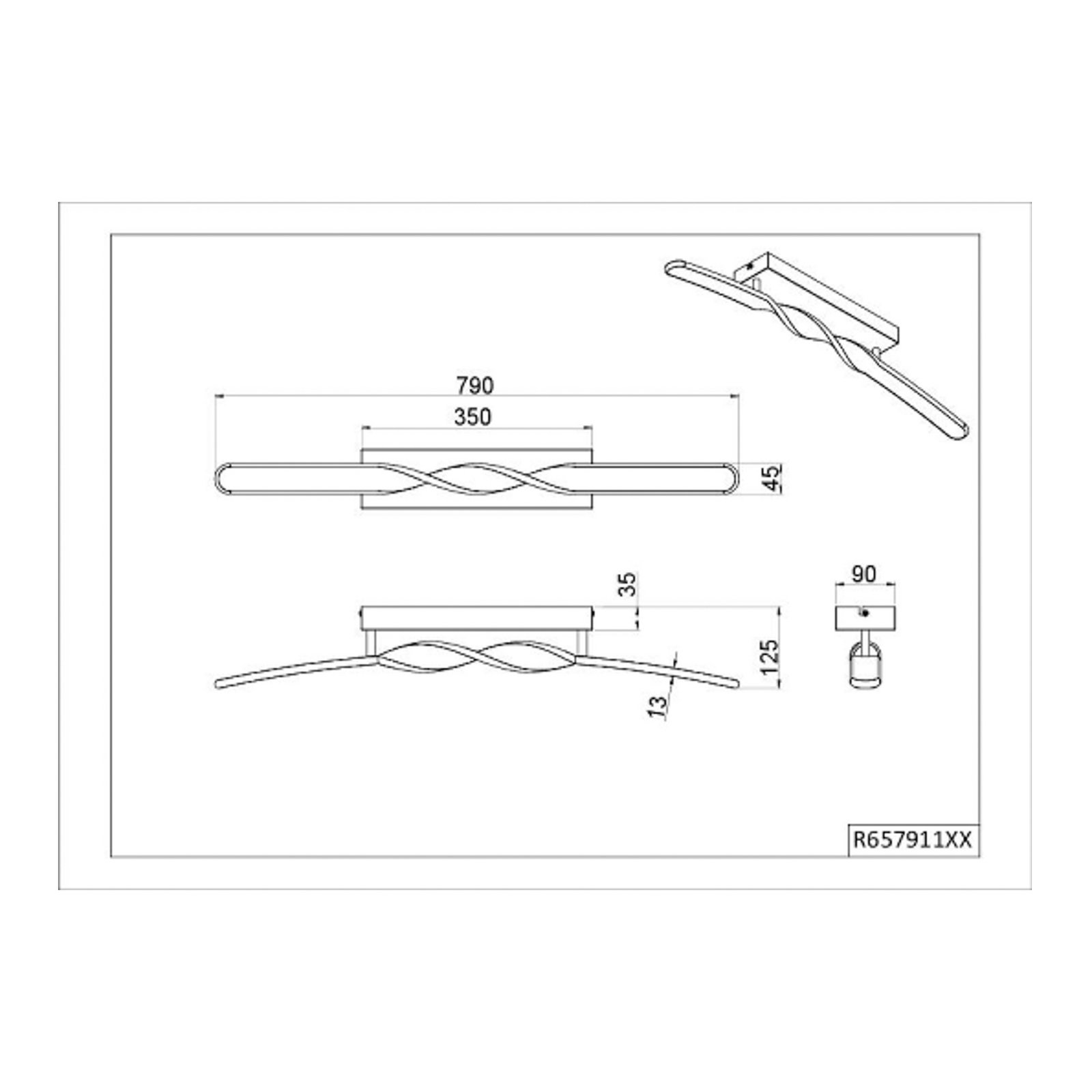 LED-Deckenleuchte Ginko, weiß matt, Metall, Länge 79 cm
