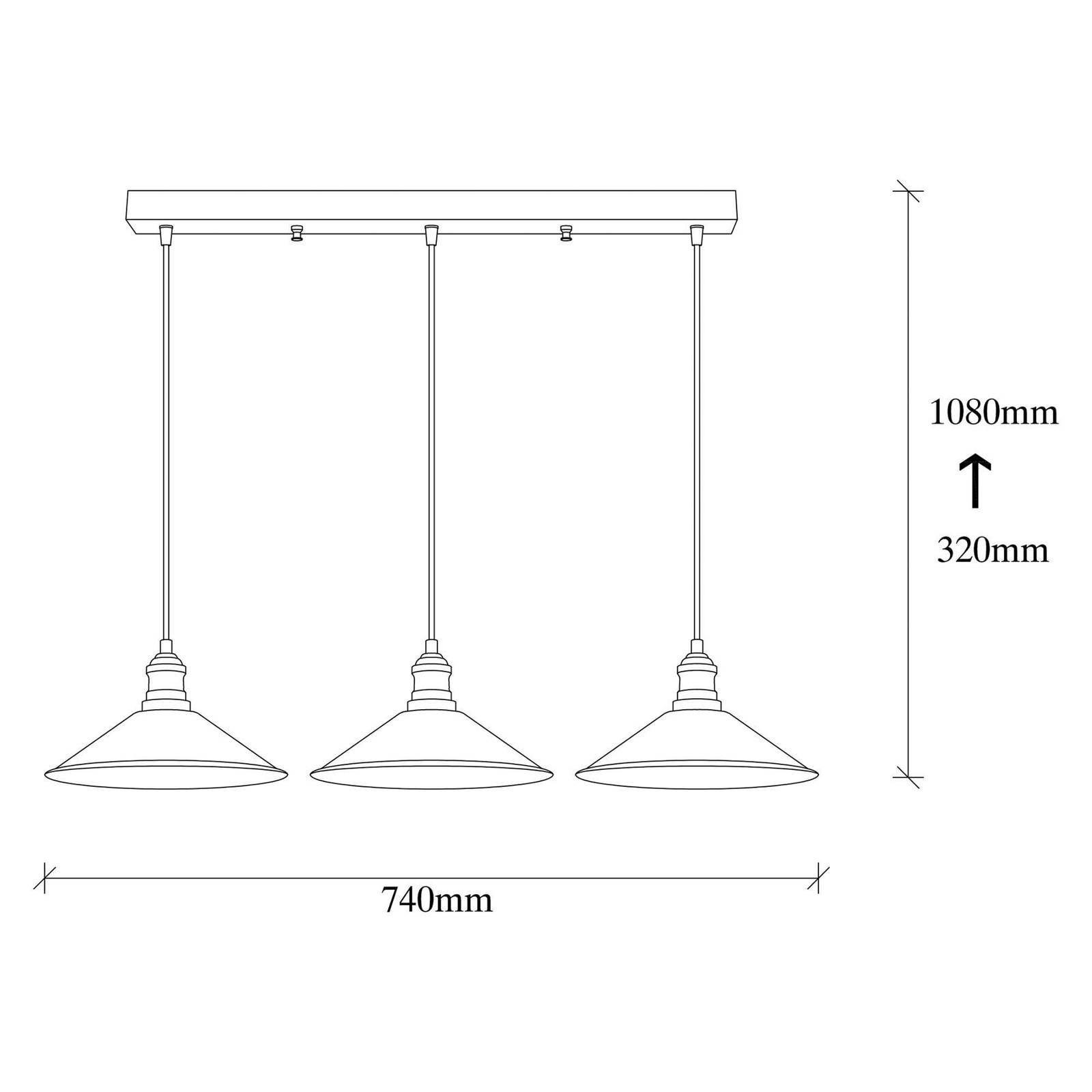 Lampa wisząca Berceste 250-S1, czarny, metalowa, 3-punktowa