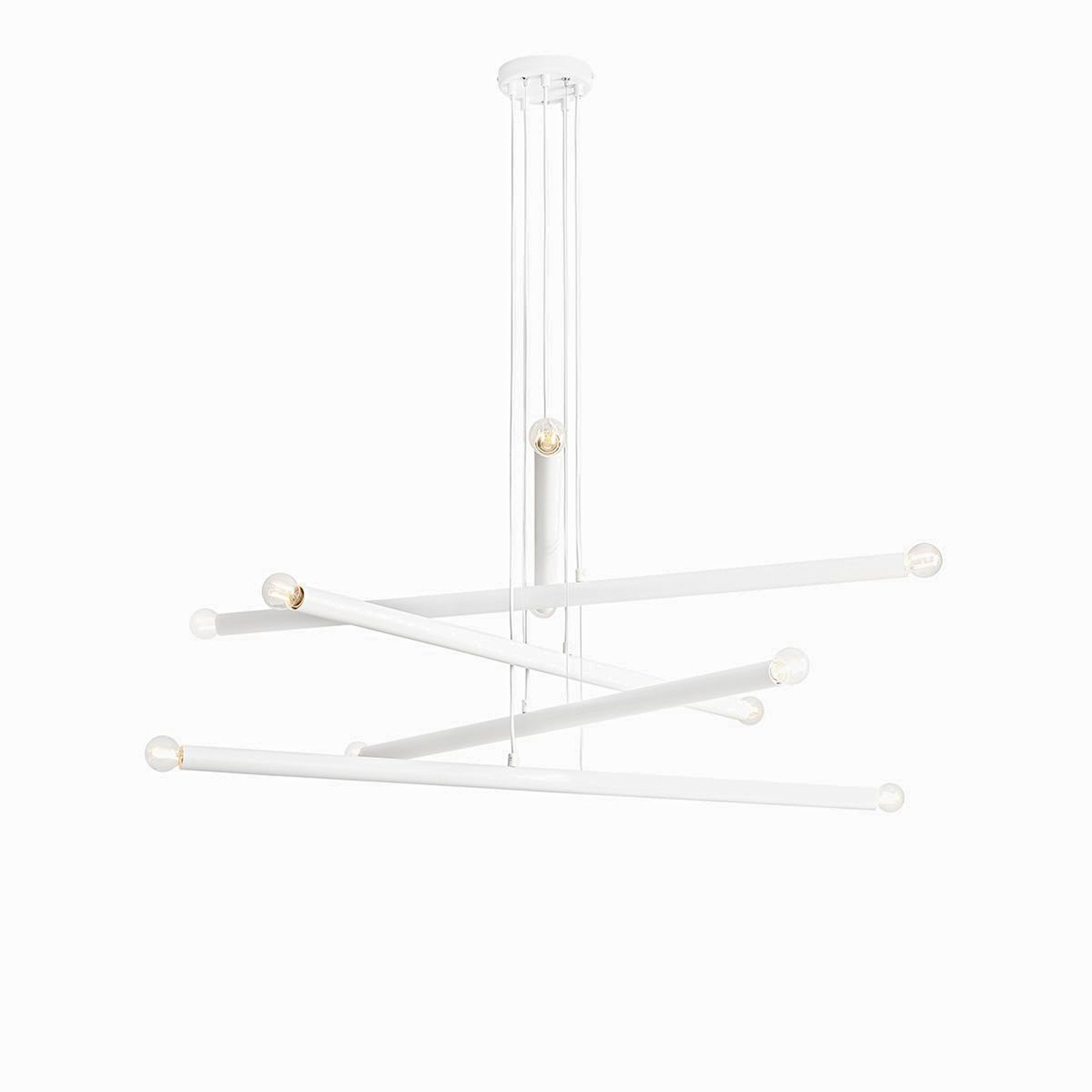 Lampada a sospensione Tubo, bianco, 10 luci