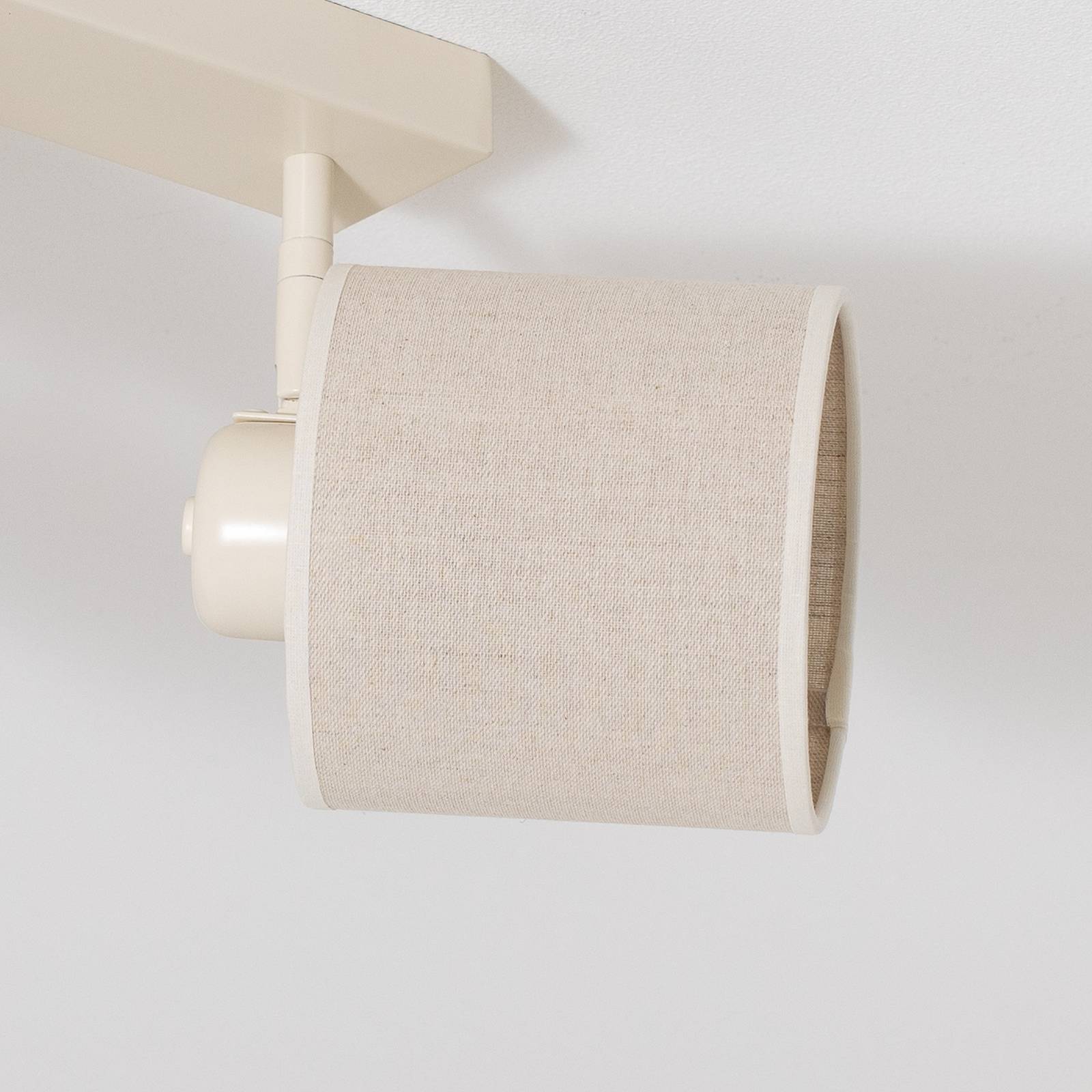 Lampa sufitowa Suerte, kremowa biel, tkanina lniana, 4-punktowa