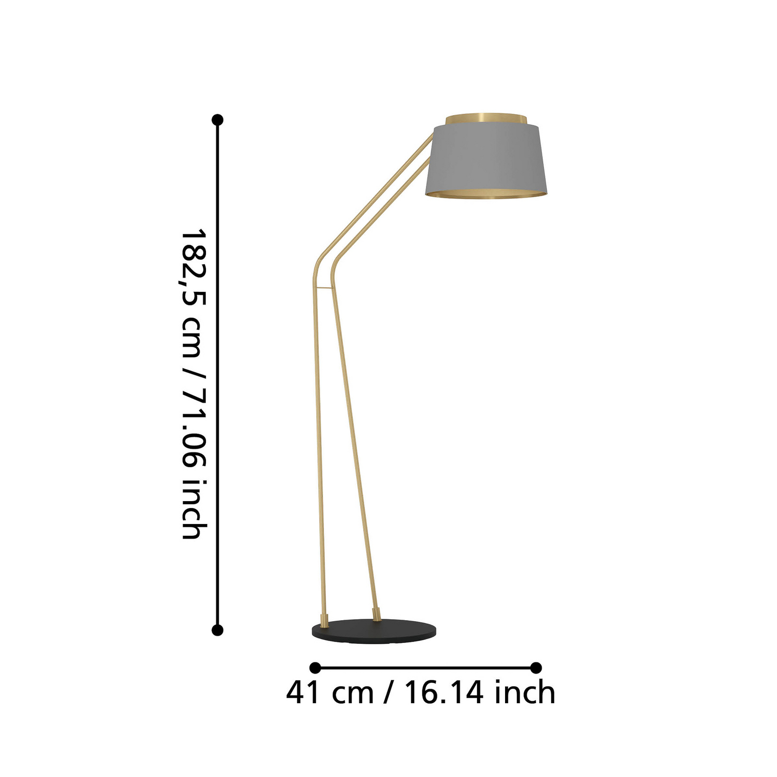 Lampe sur pied Almerimar, gris/laiton, 181 cm - Stars of Light