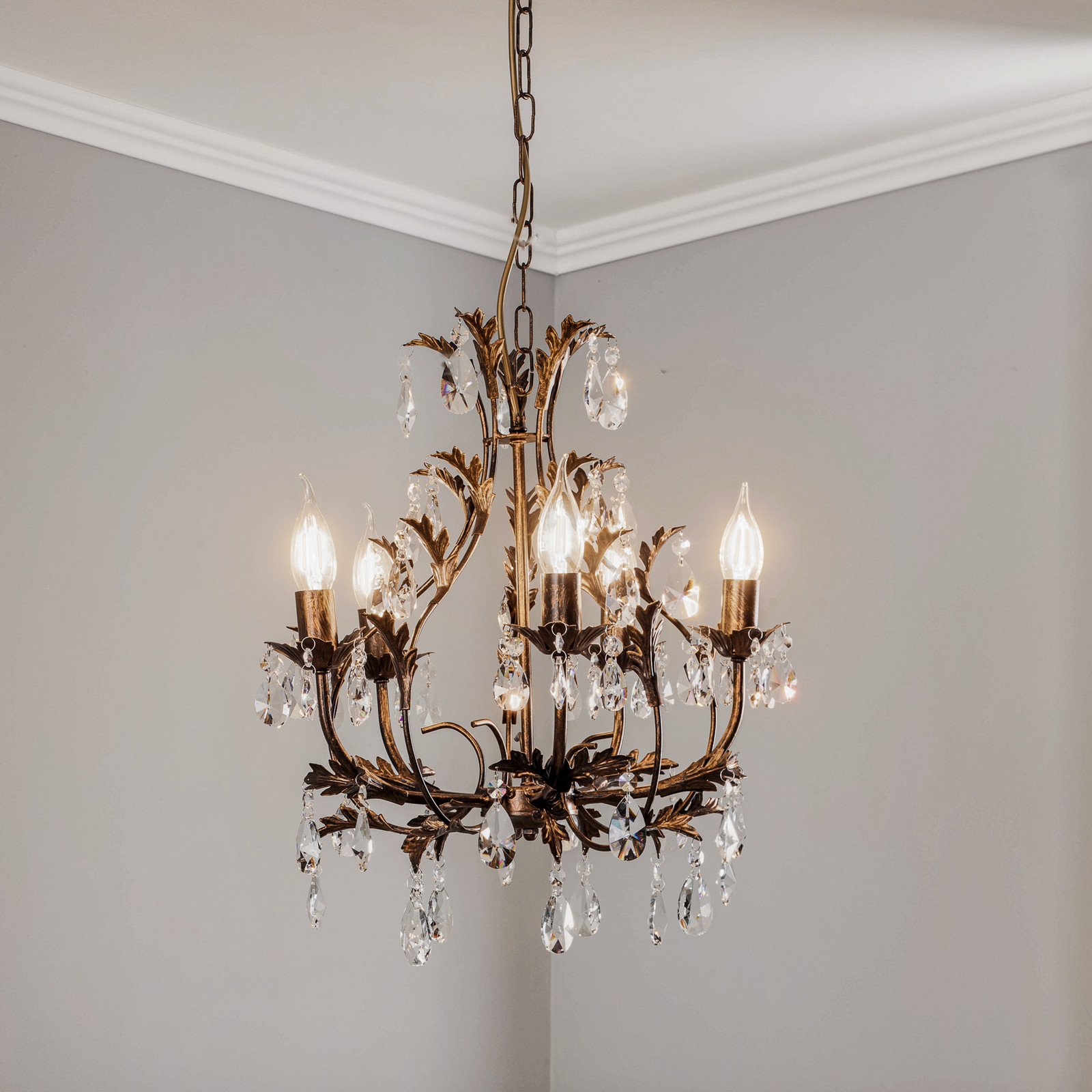 ONLI Candelabru Botte din metal cu 5 becuri bronz - Camera de zi / sufragerie - Florentin