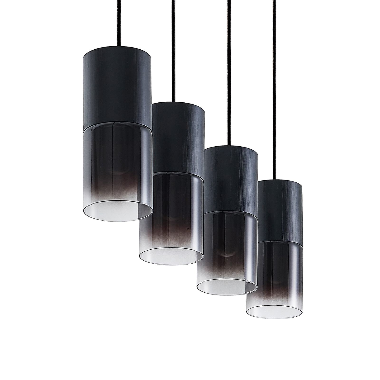 Lindby Berral pendant lamp, smoked glass four-bulb