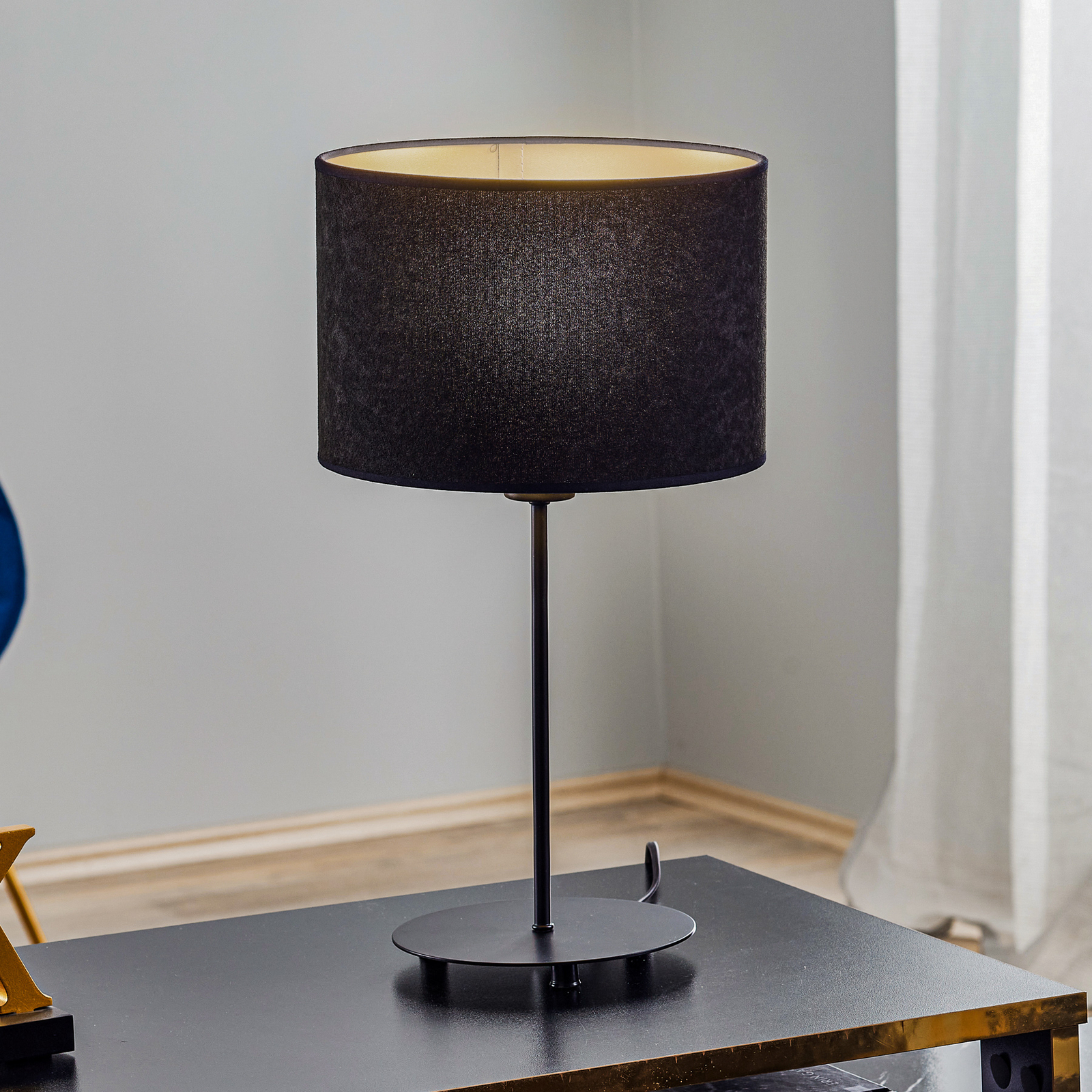 Lámpara de mesa Golden Roller alto 50cm negro/oro
