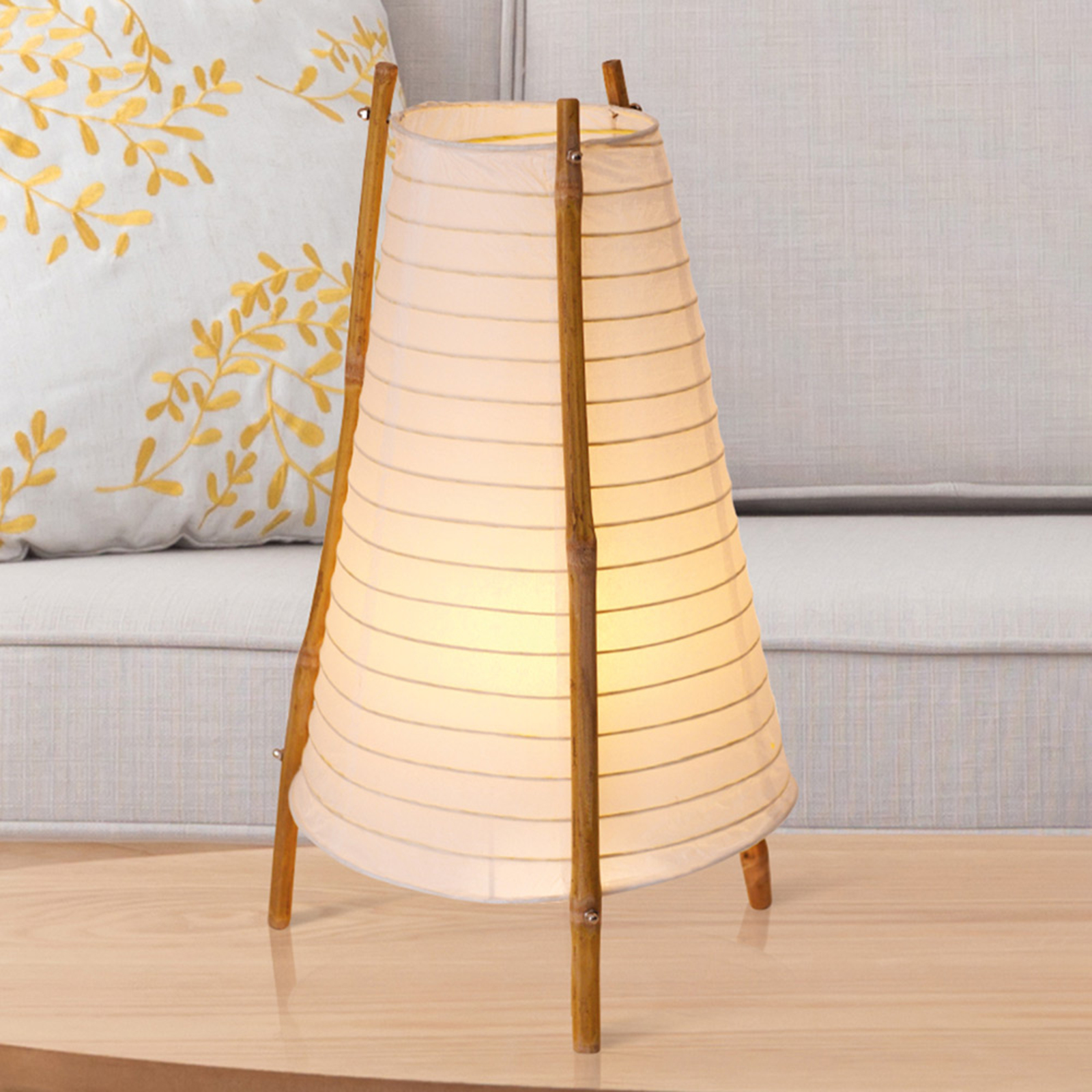 Bordlampe Bamboo av bambus og papir