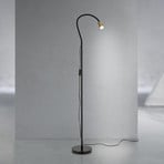 Candeeiro de pé Dotty, cor latão, altura 145 cm, braço flexível, GU10