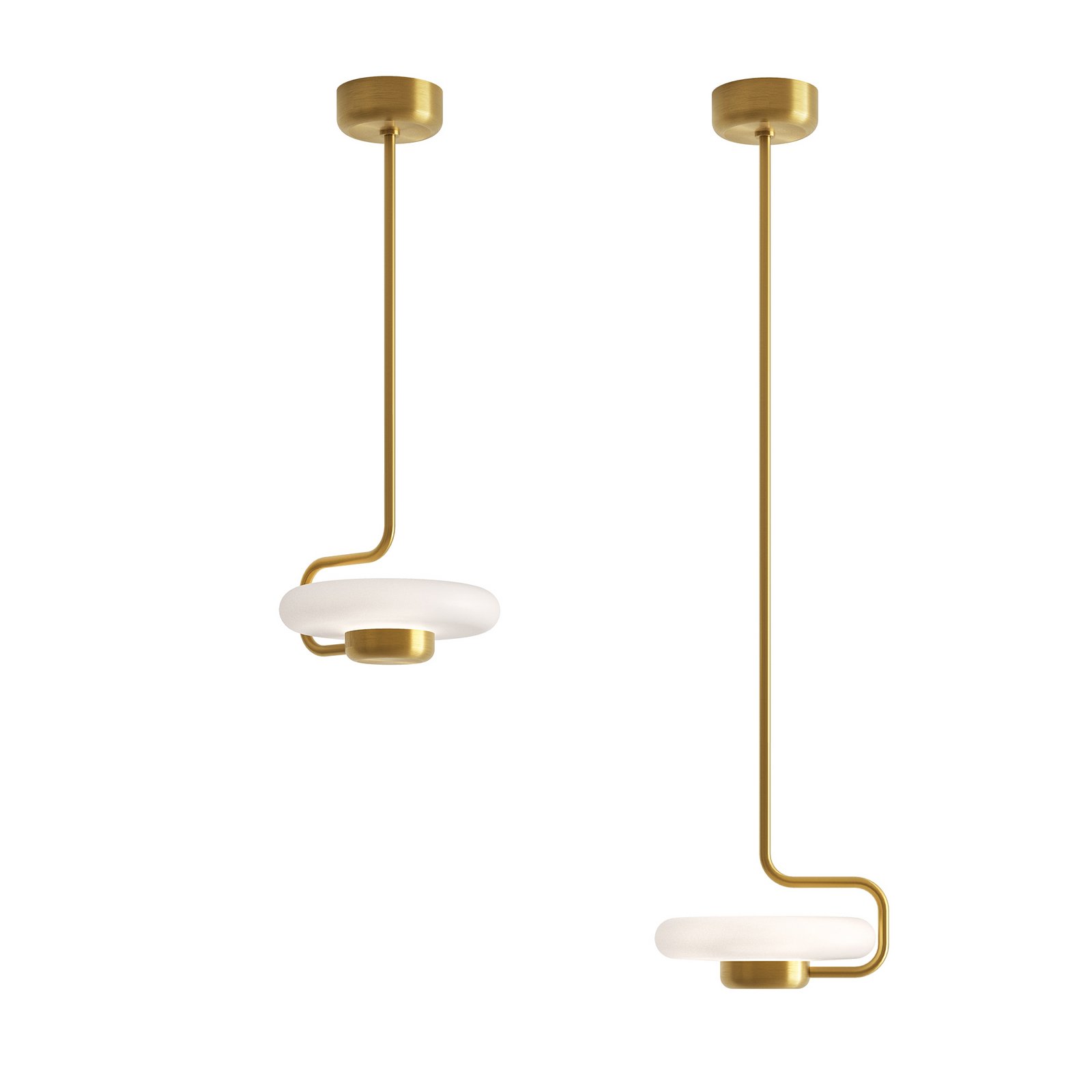 kdln Lampada LED a sospensione TRATTO, ottone, Ø 27 cm, metallo/vetro