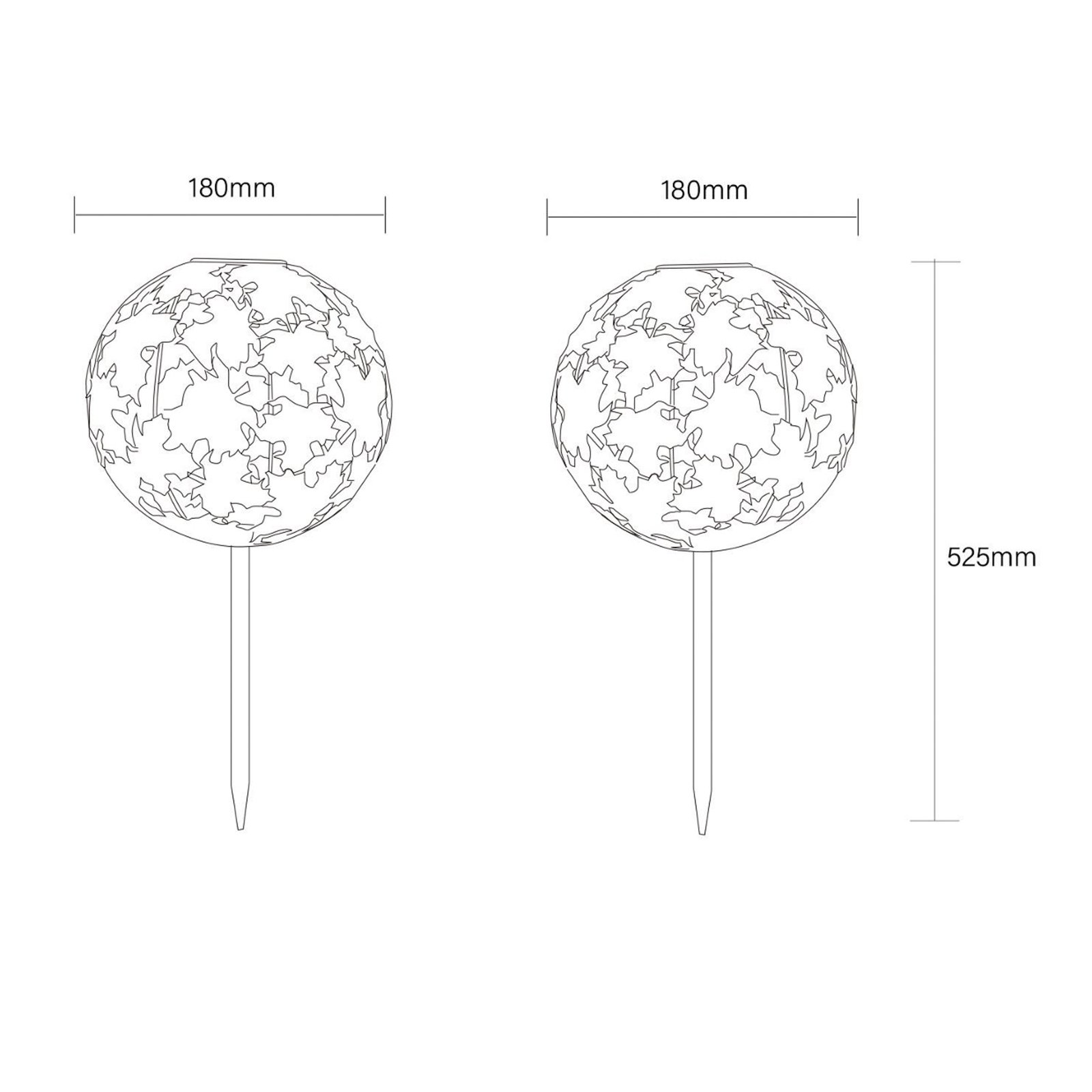 LED solarno zemaljsko šiljasto svjetlo 36748S, lopta, srebro, metal