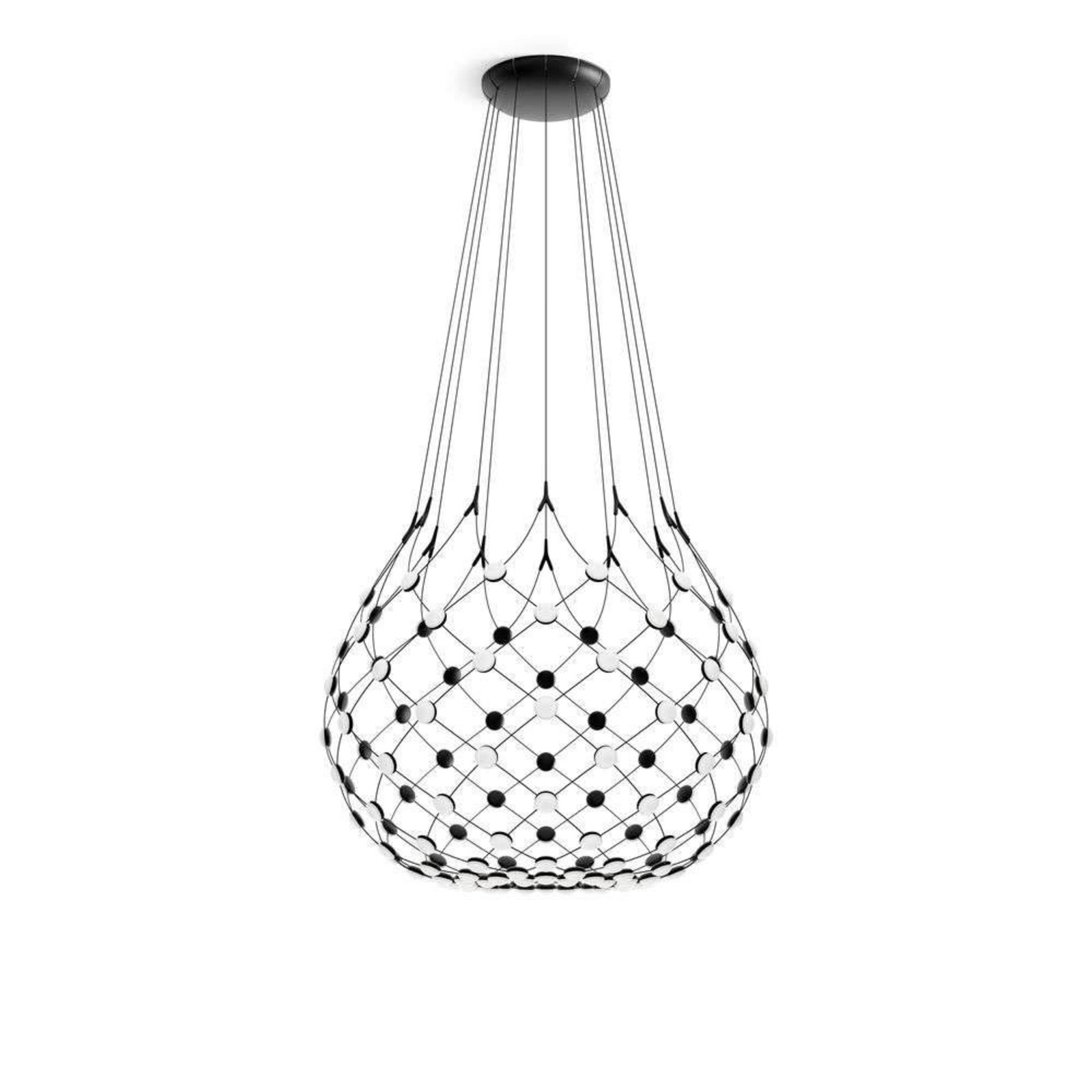 Lampă suspendată Luceplan Mesh Wireless Ø 100 cm 5 m Bluetooth - Camera de zi / sufragerie - Design - negru - Metal