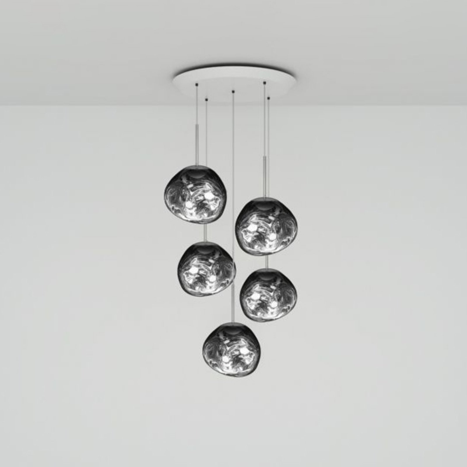 Tom Dixon Melt Mini Round hanglamp 5-lamps chroom