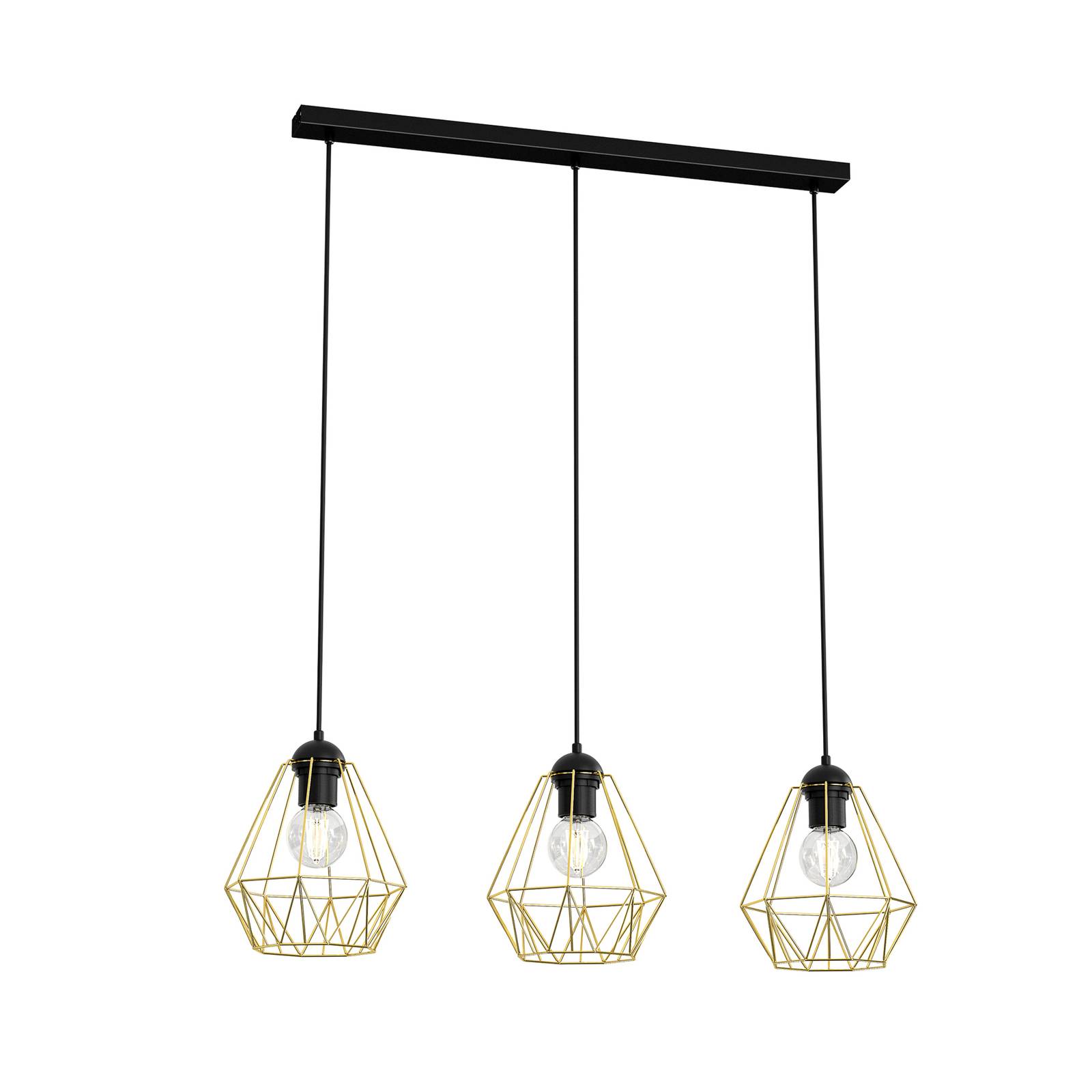 Suspension Jin noire/laiton 3 lampes linéaire