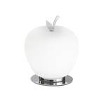 Wendy LED-bordslampa, vit/krom, äppelform, glas, dimbar
