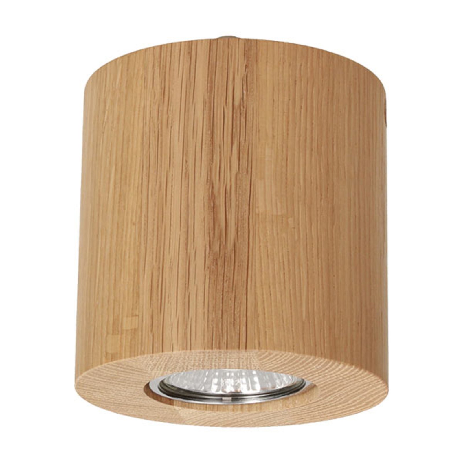 Spot-Light Wooddream ceiling lamp 1-bulb oak, round, 10 cm, for Living / Dining Room, wood, GU10, 5 W, energy efficiency: A+, H: 10 cm