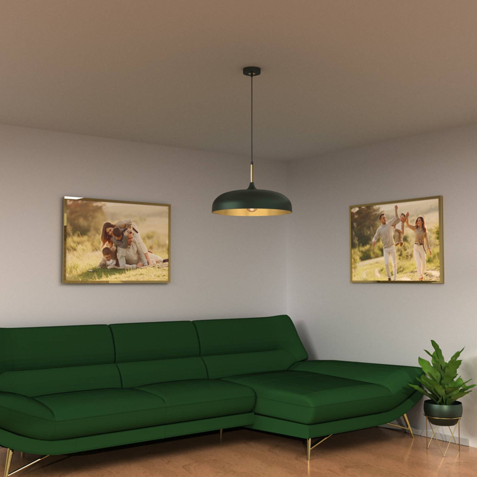 Euluna Hanglamp - Woon-/ Eetkamer - dimbaar - groen - metaal