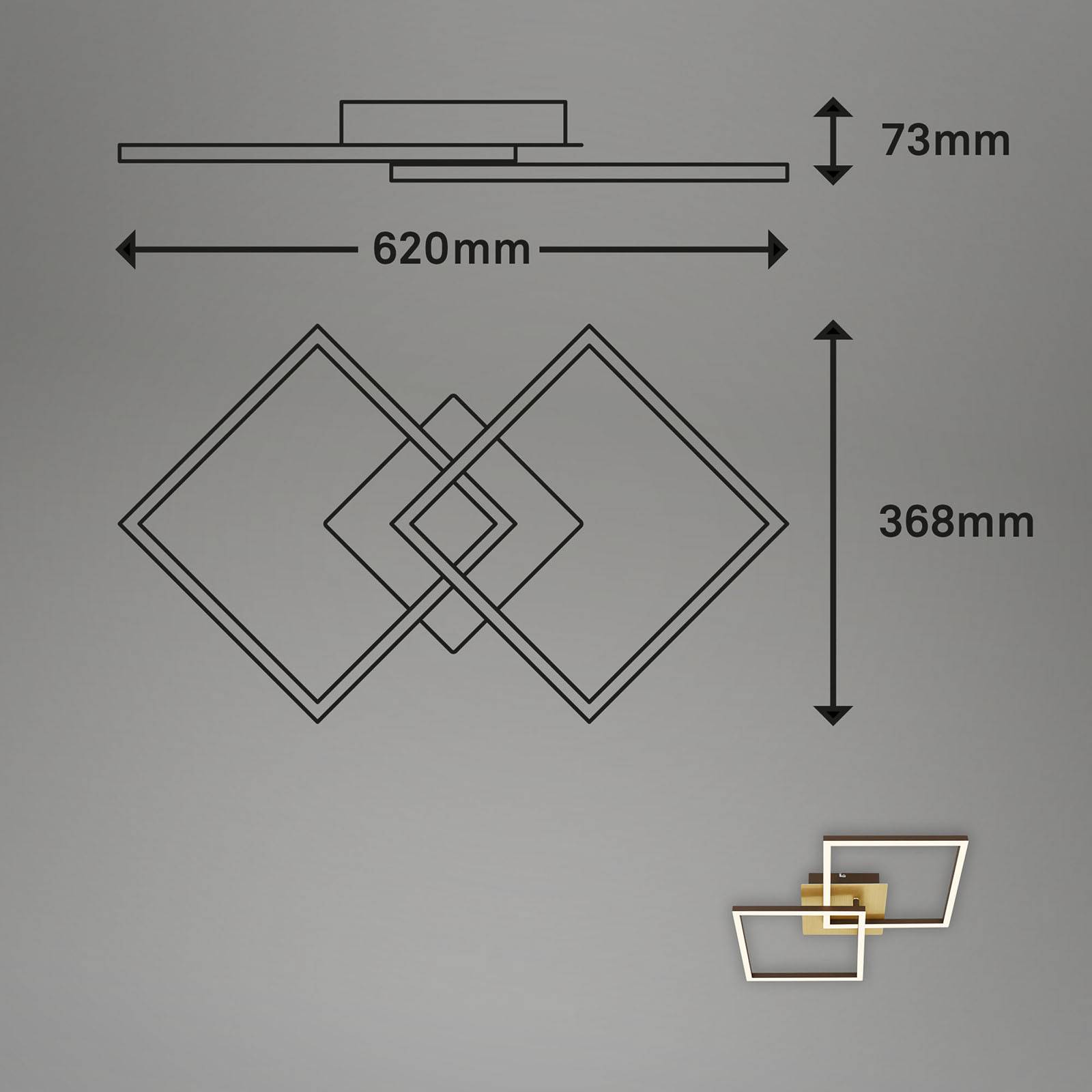 Lampa sufitowa LED Frame, złota, ściemniana, 2-punktowa