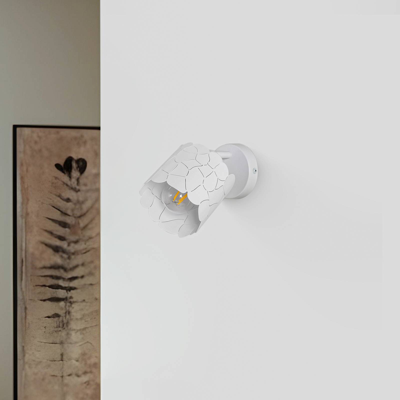 Kinkiet Lindby Aralena, biały, 1-punktowa, metal, Ø 12 cm