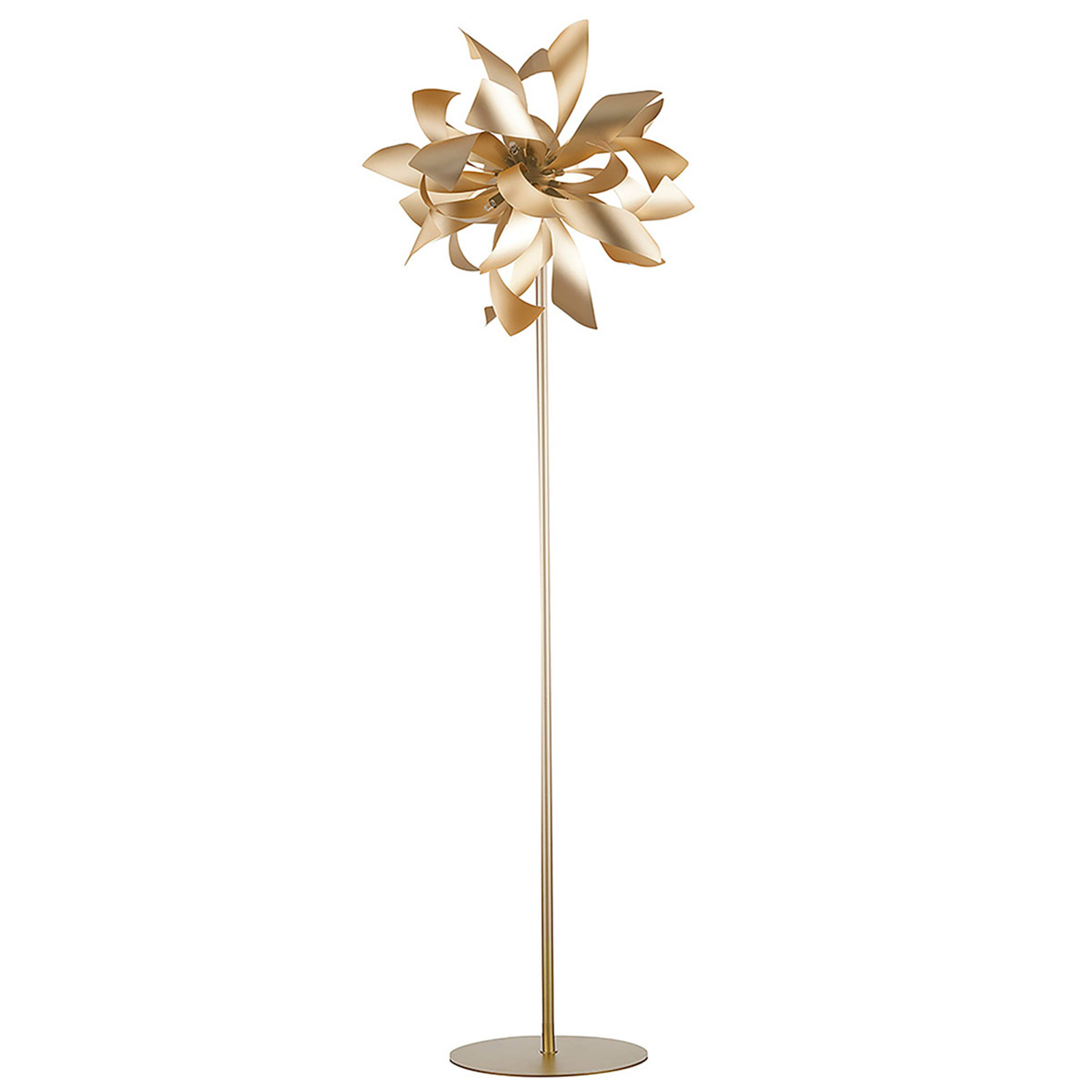 Eco-Light Bloom floor lamp, gold-coloured, for Living / Dining Room, aluminium, G9, 28 W, energy efficiency: A++, H: 165 cm