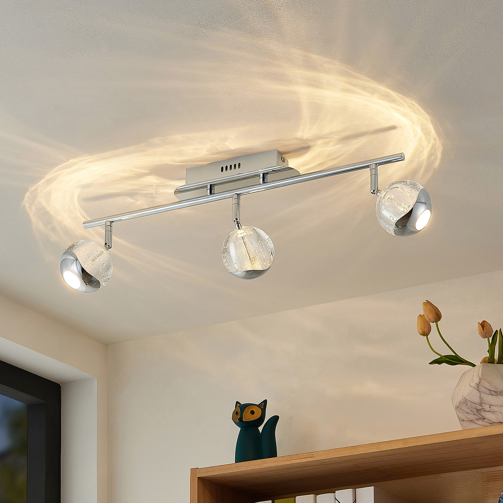 Lucande Kilio spot plafond LED, à 3 lampes, chromé