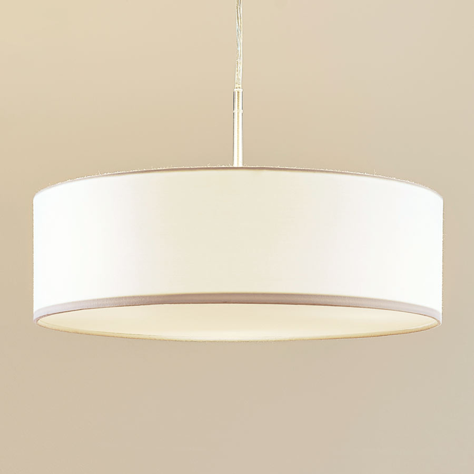 Fabric pendant light Sebatin in white