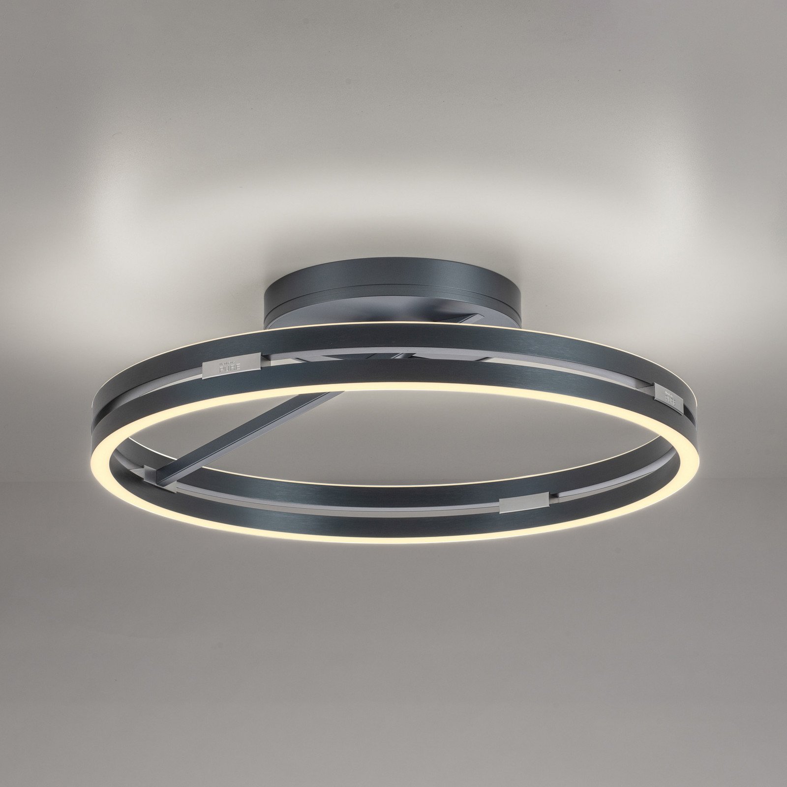 PURE plafonieră LED Loop gri metal Ø 60 cm CCT - Camera de zi / sufragerie - Modern - Aluminiu
