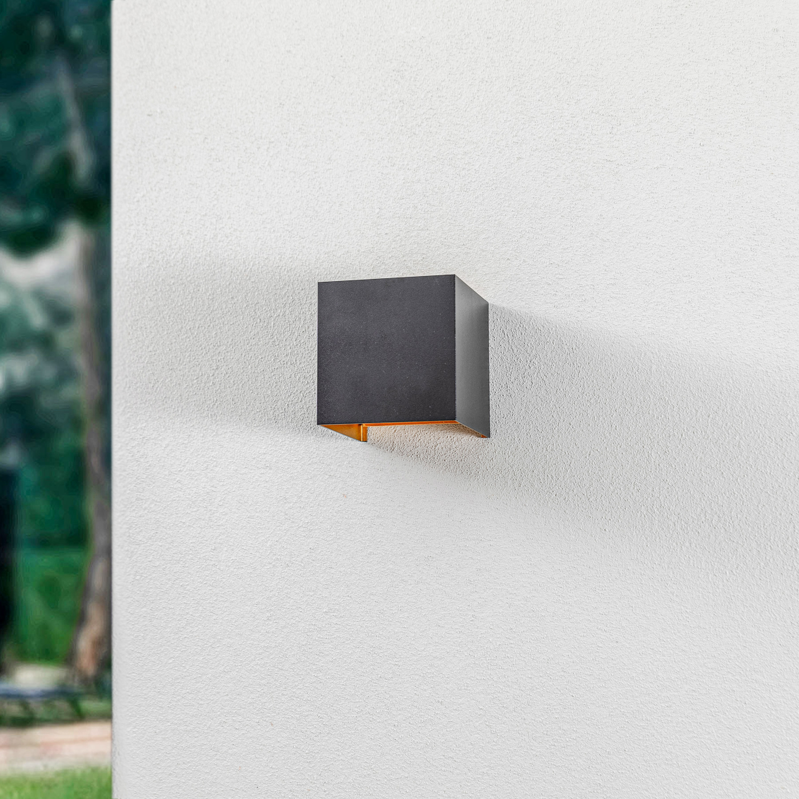 Nivar Square LED Kültéri Fali Lámpa Black/Gold - Lindby
