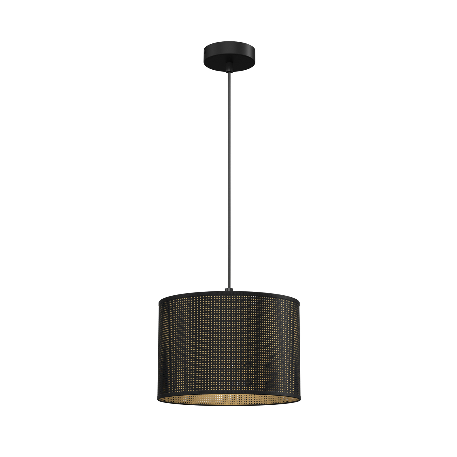 Suspension Jovin, une lampe, Ø 25cm, noir/dorée