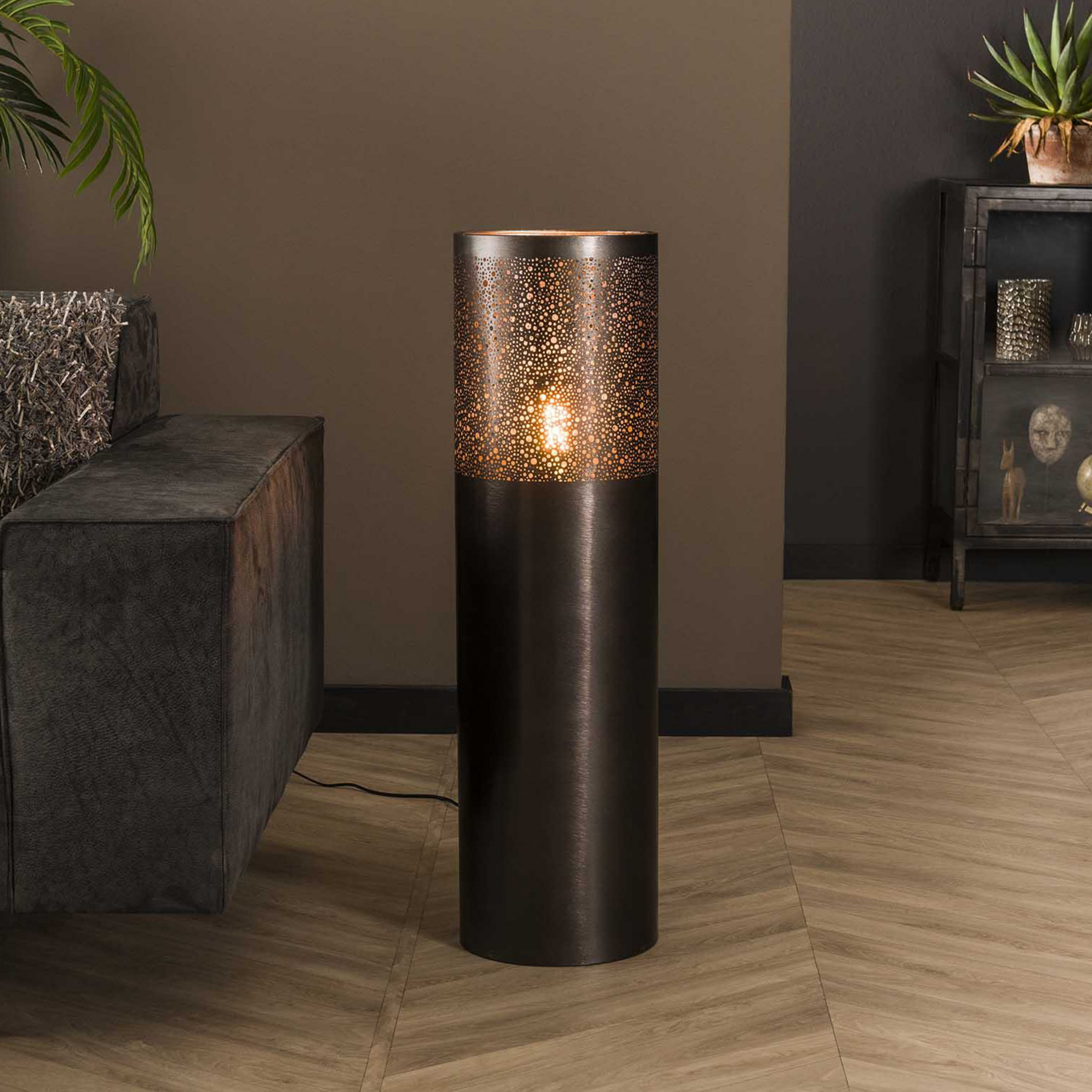 Lámpara de pie Narabi, altura 90 cm, negro-níquel, metal