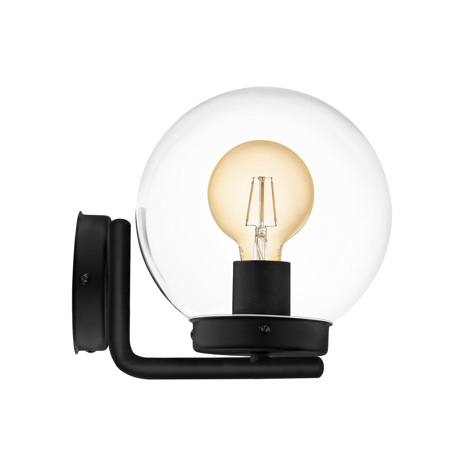 Aplique exterior Taverna, esférico, transparente