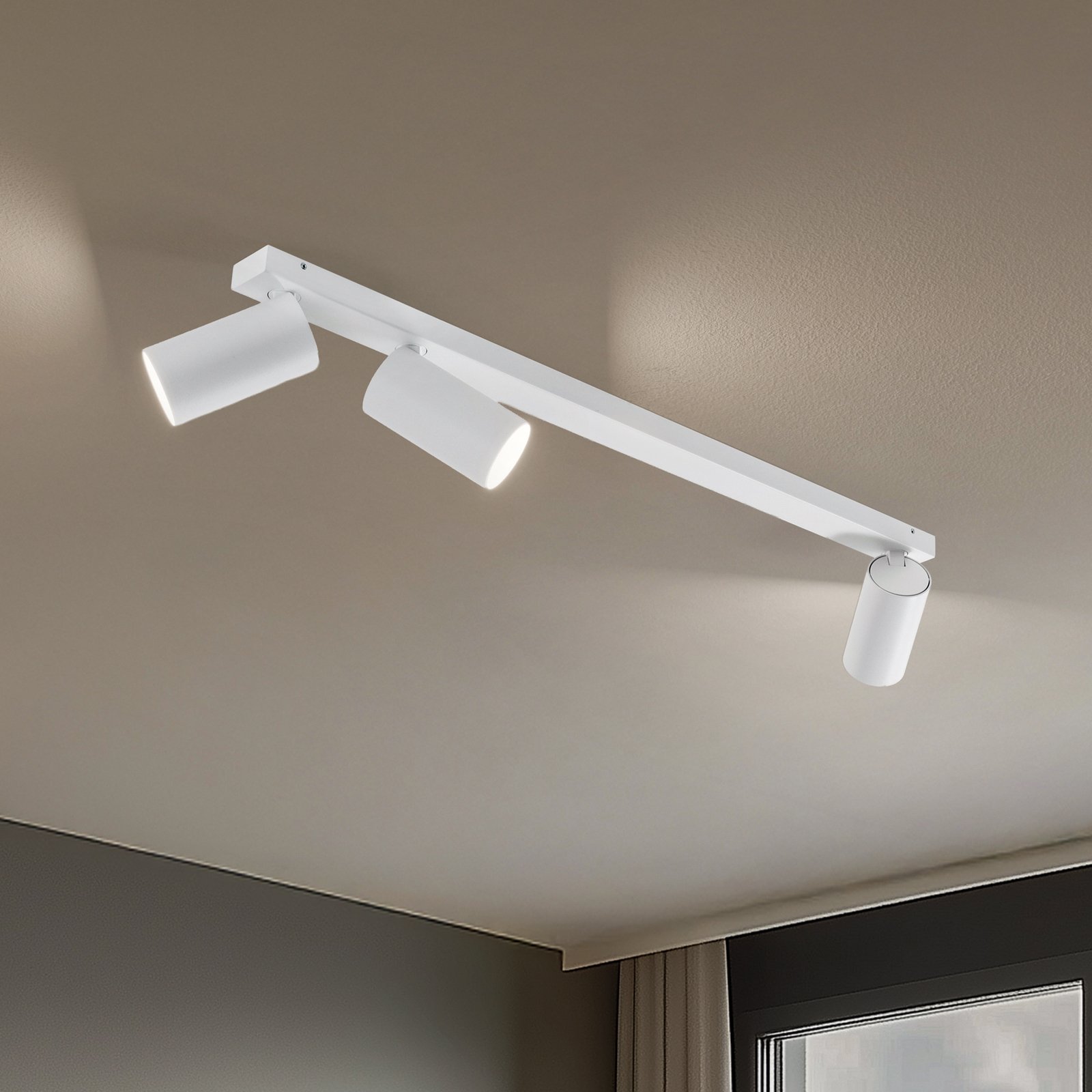 Spot de teto Mono III, 3 lâmpadas, branco, 84 cm de comprimento, GU10
