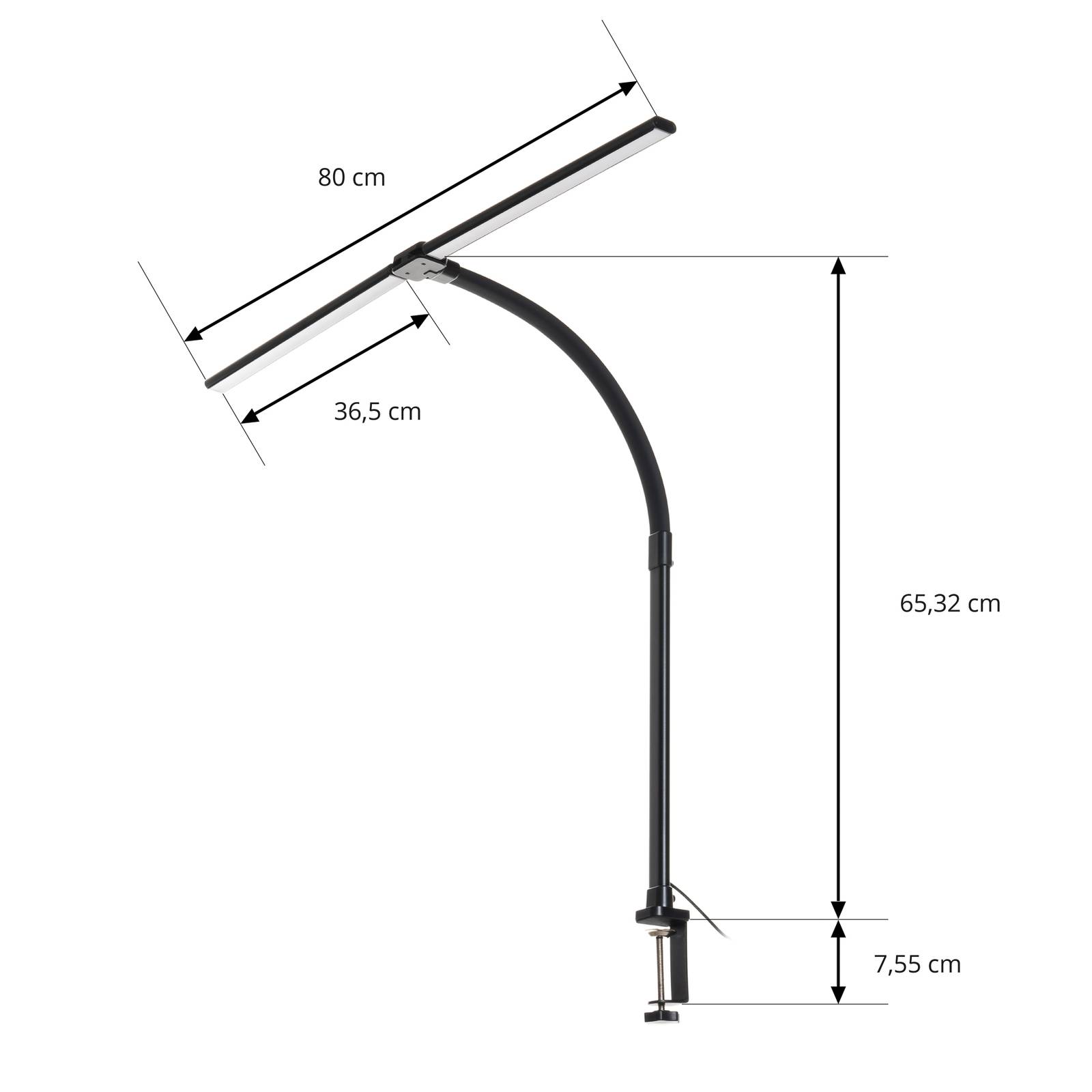 Lampa z klipsem LED Lindby Nilay, wysokość 97,5 cm, CCT, biuro domowe