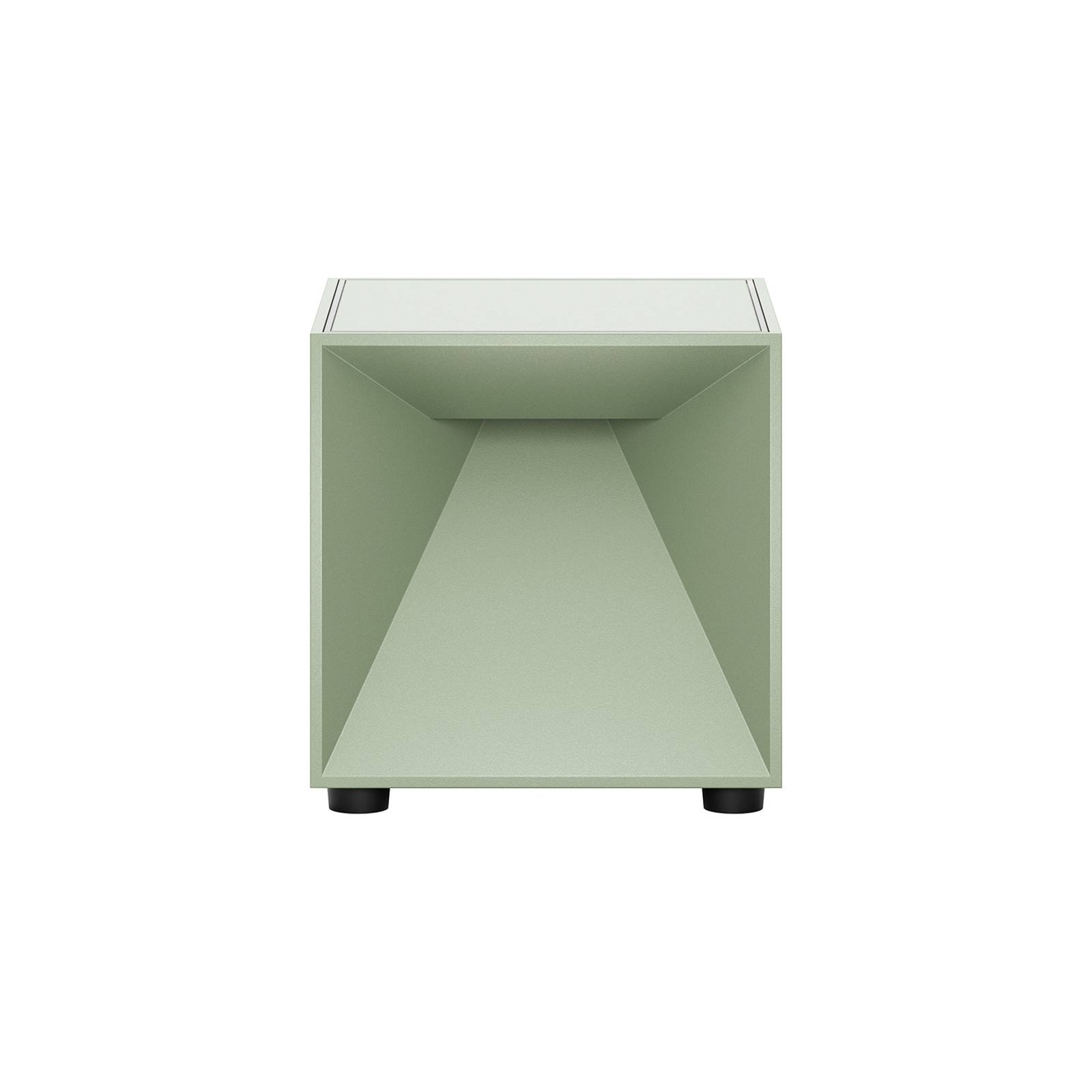SIGOR Nutalis mini - Dimmbare würfelförmige LED Akku-Tischleuchte Indoor & Outdoor, IP54 spritzwassergeschützt, Höhe 8 cm, aufladbar mit easy-connect puk, 9 h Leuchtdauer, salbeigrün
