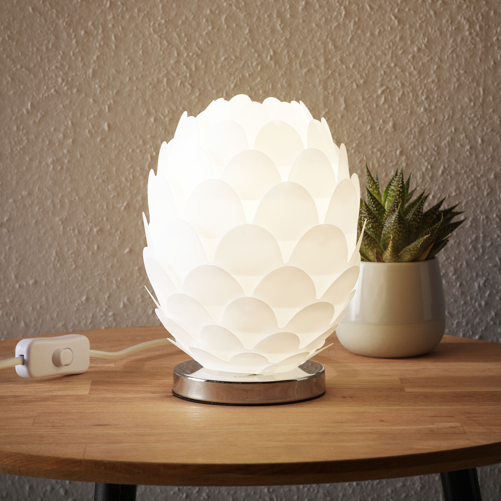 Lampa stołowa Marees, biała, Ø 15 cm