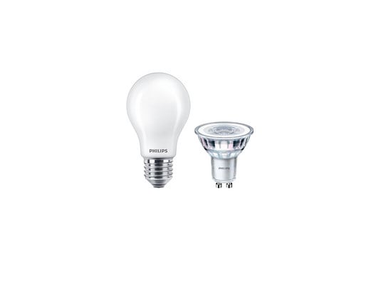 Bombillas 1xLED 4,6W (50W/355lm) GU10 + 1xLED 8,5W Glas (1055lm) E27 - Philips